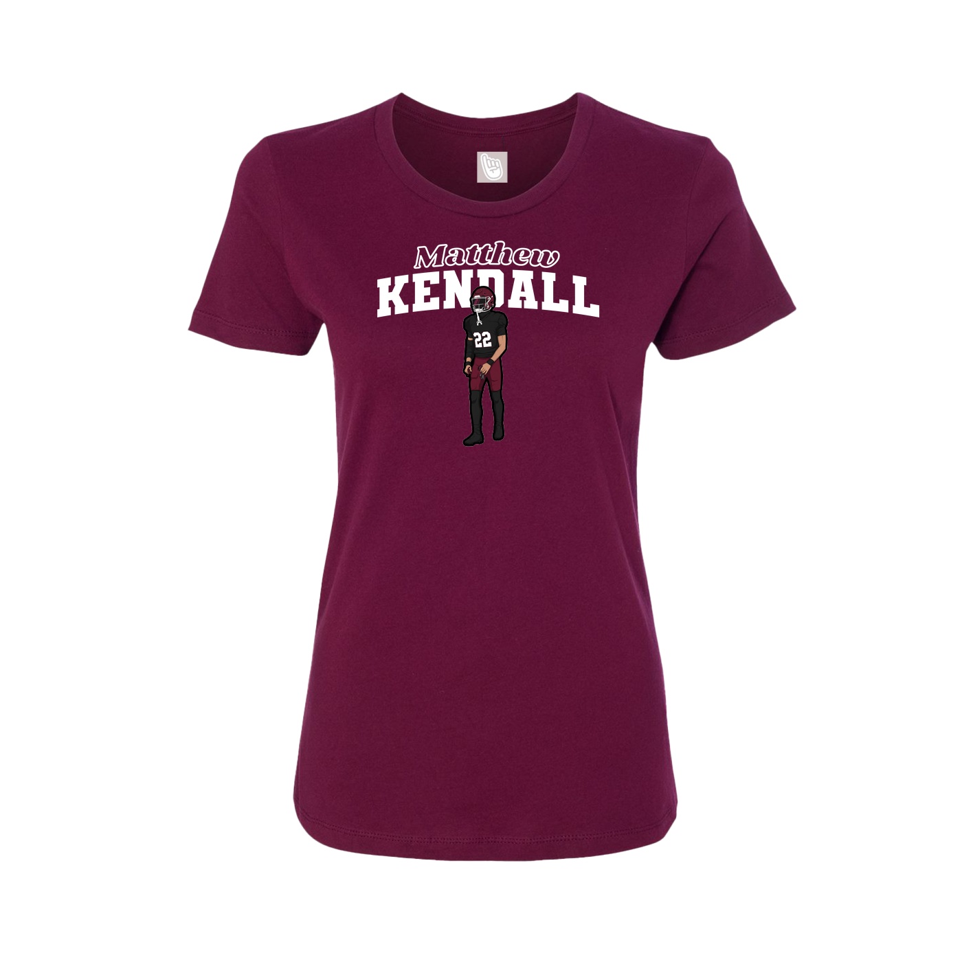 Fitted Women's Tee — Name Arch in Maroon