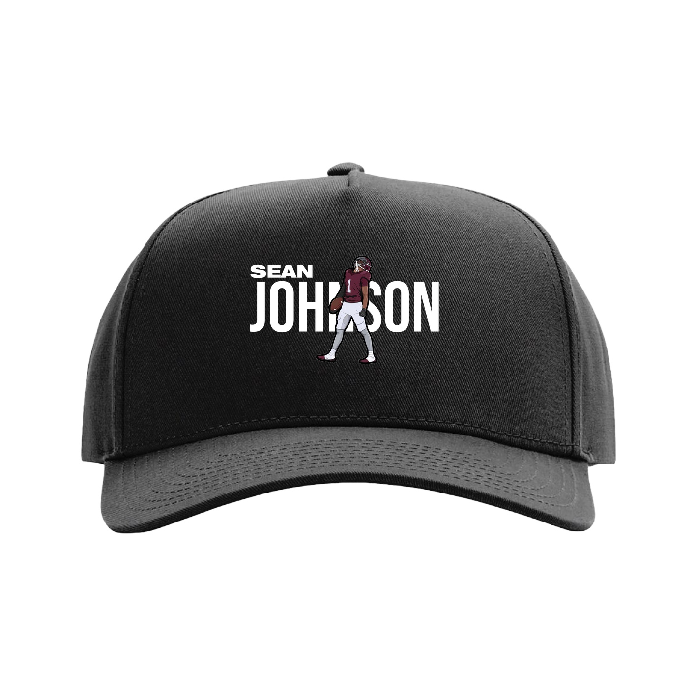 Full Fabric Five-Panel Champ Cap — Player Name in Black