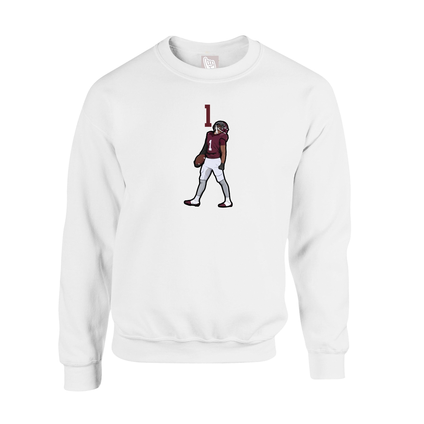 Fleece Crew — Number Top in White