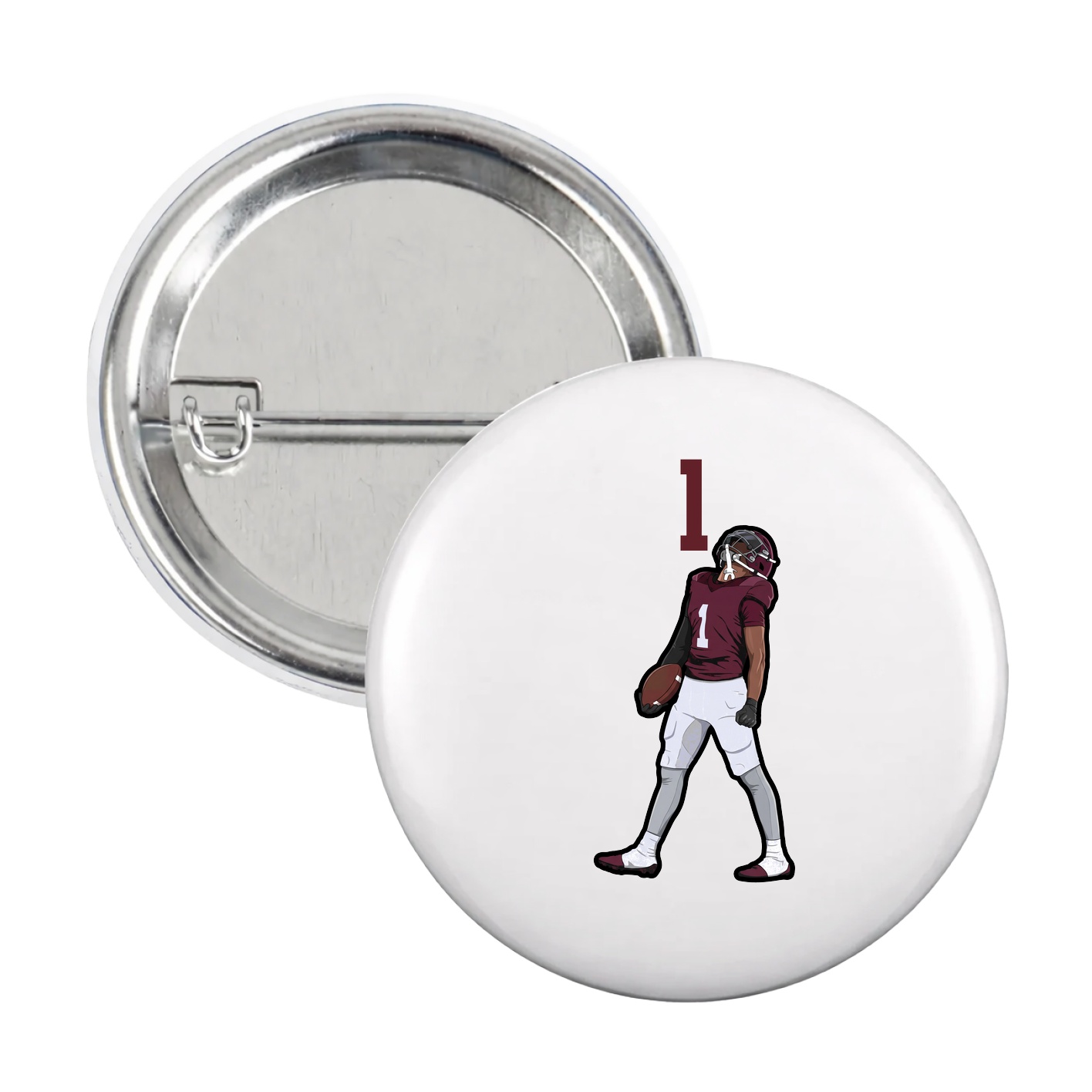 Game Day Button — Number Top in White