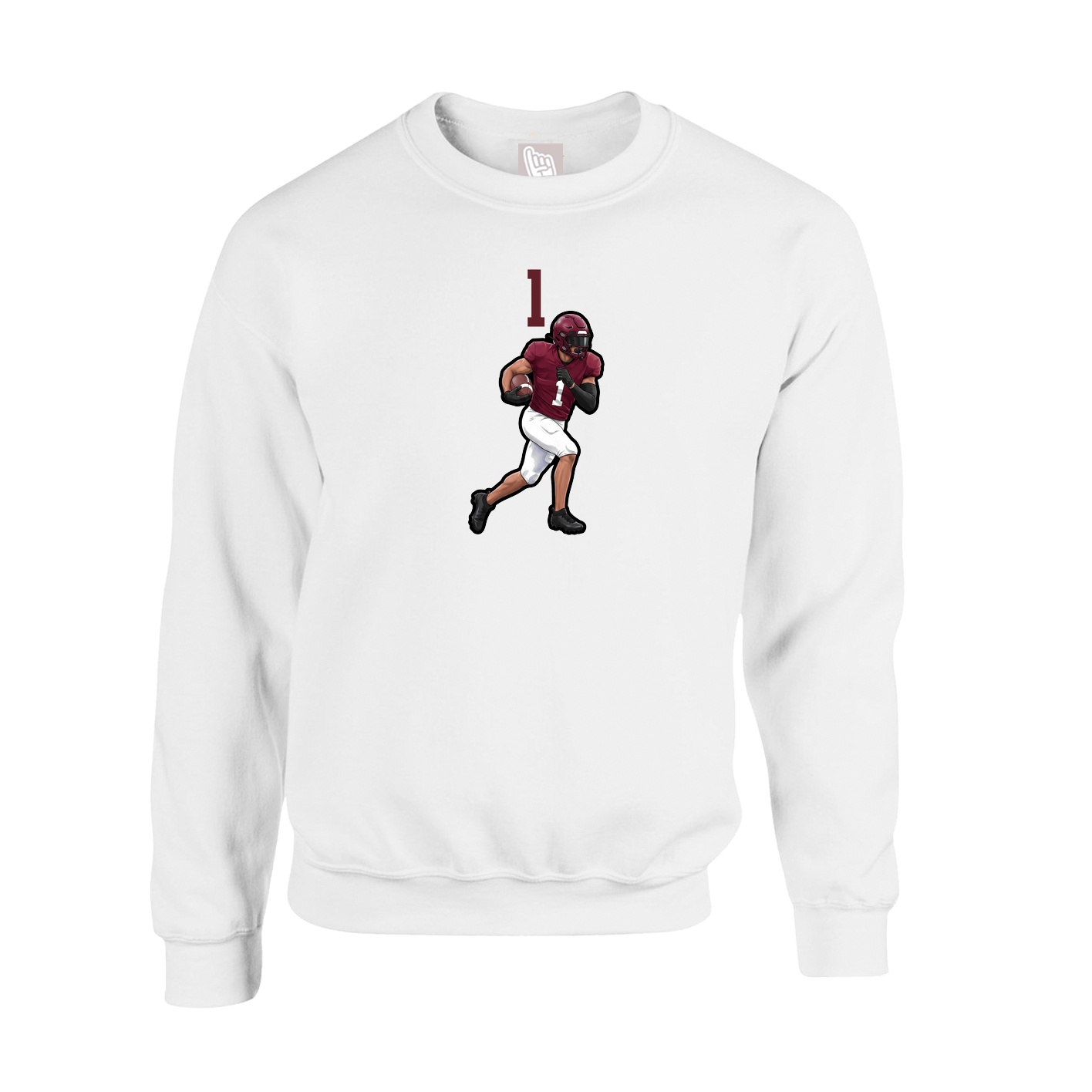 Fleece Crew — Number Top in White