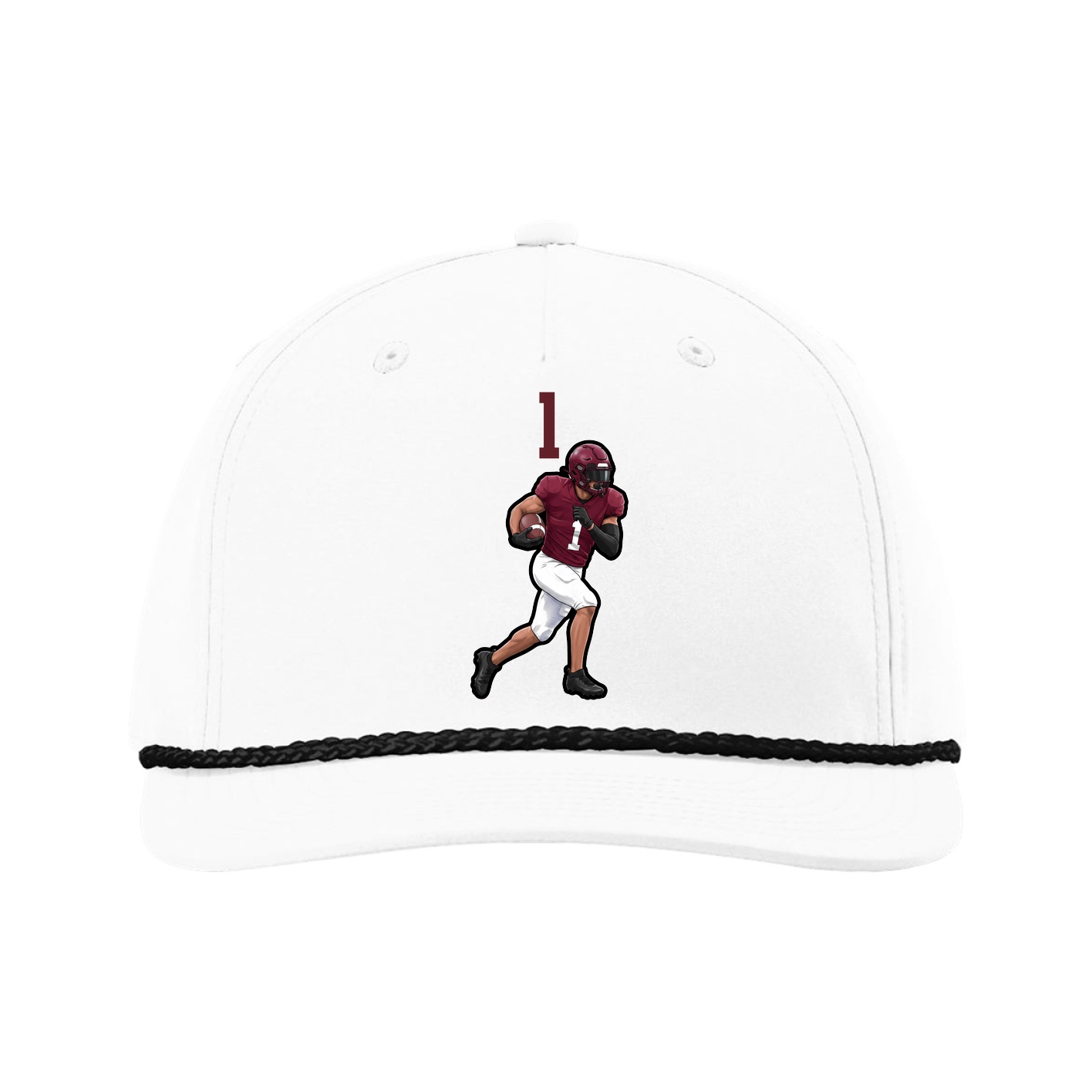 Five-Panel Classic Rope Cap — Number Top in White