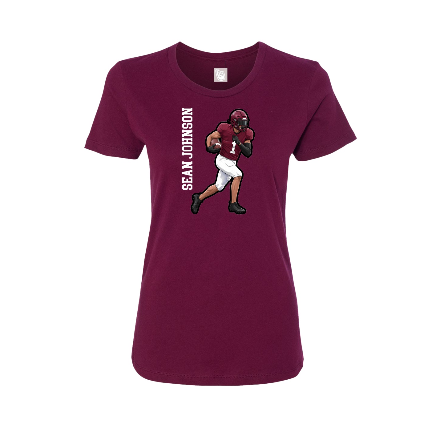 Fitted Women's Tee — Name Vertical in Maroon