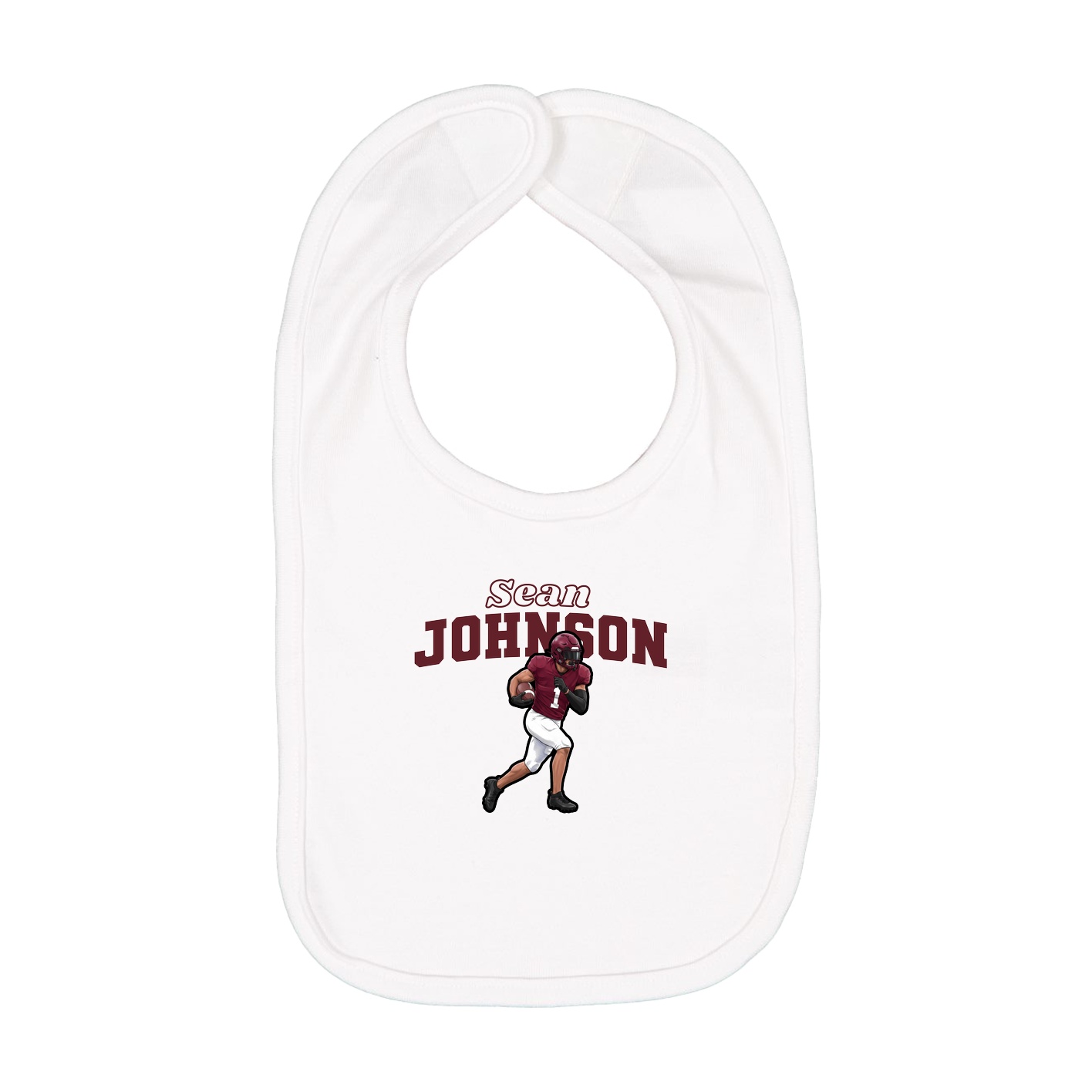 Infant Bib — Name Arch in White