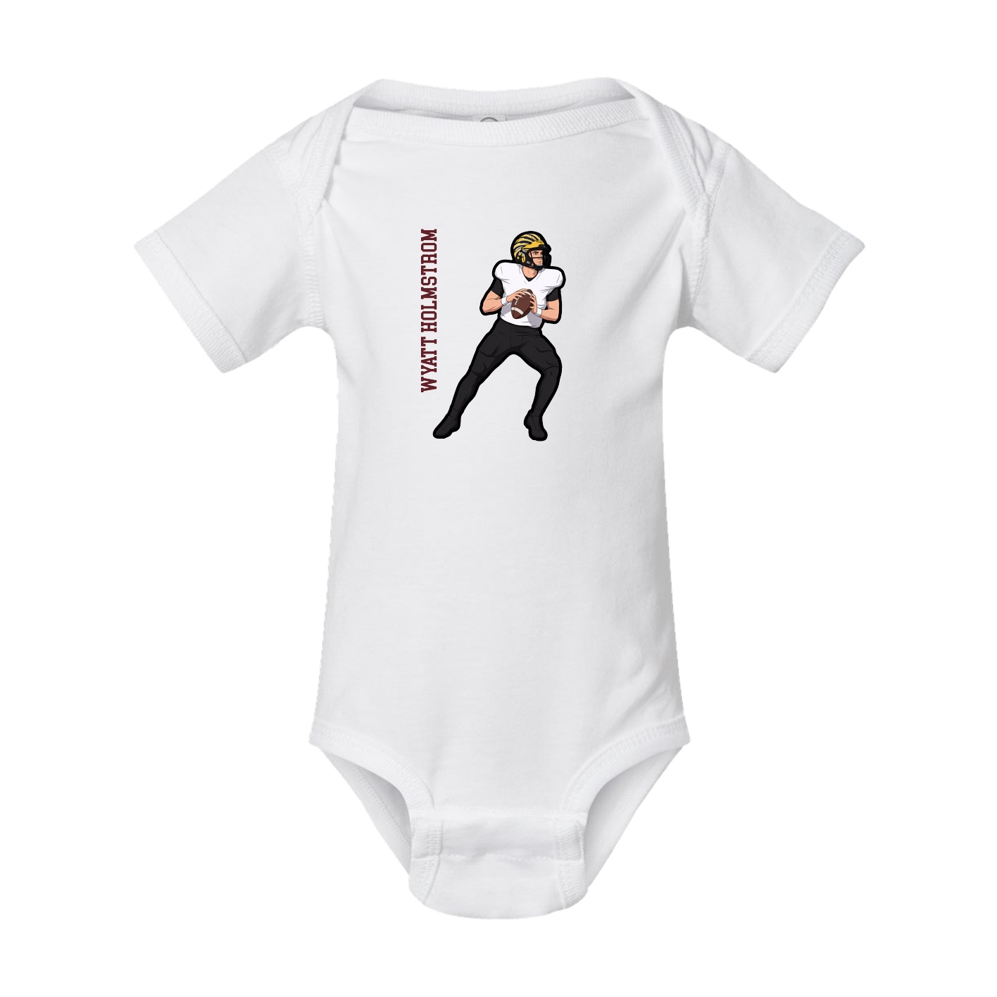 Baby Onesie — Name Vertical in White