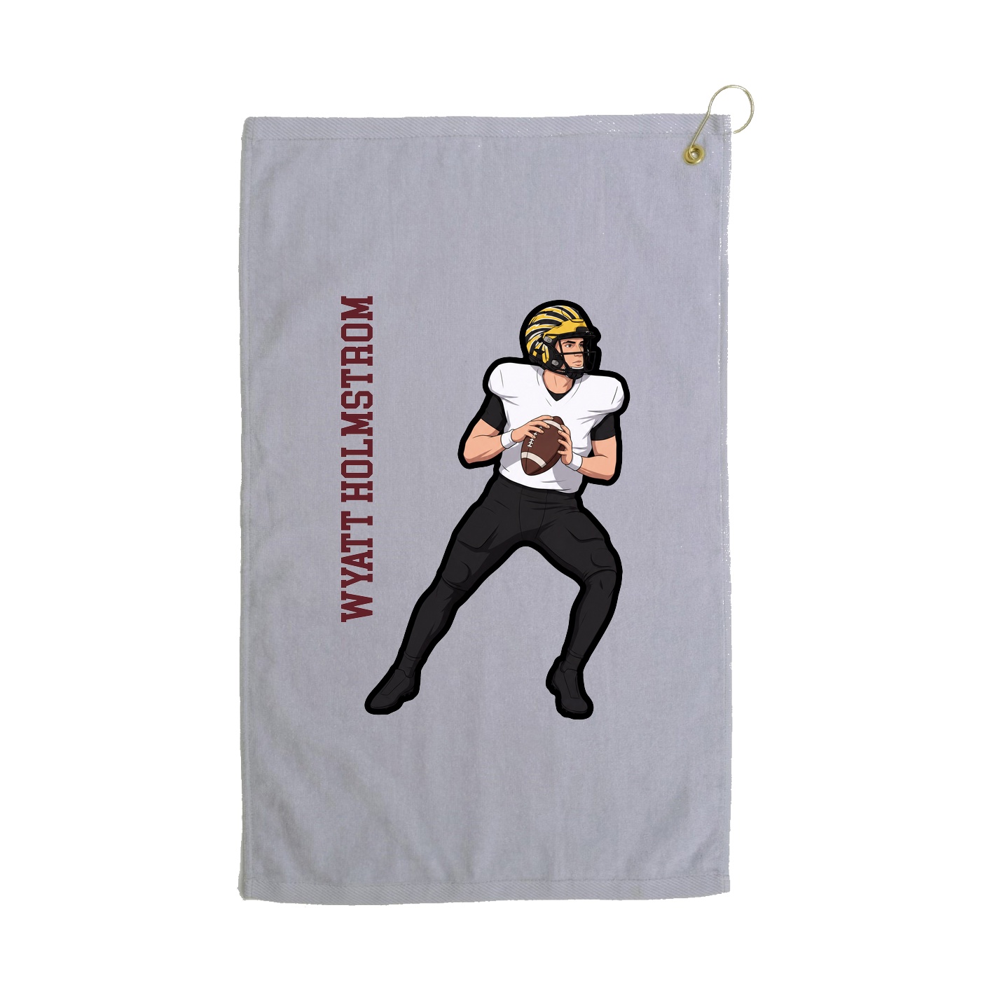 Golf Towel — Name Vertical in Grey