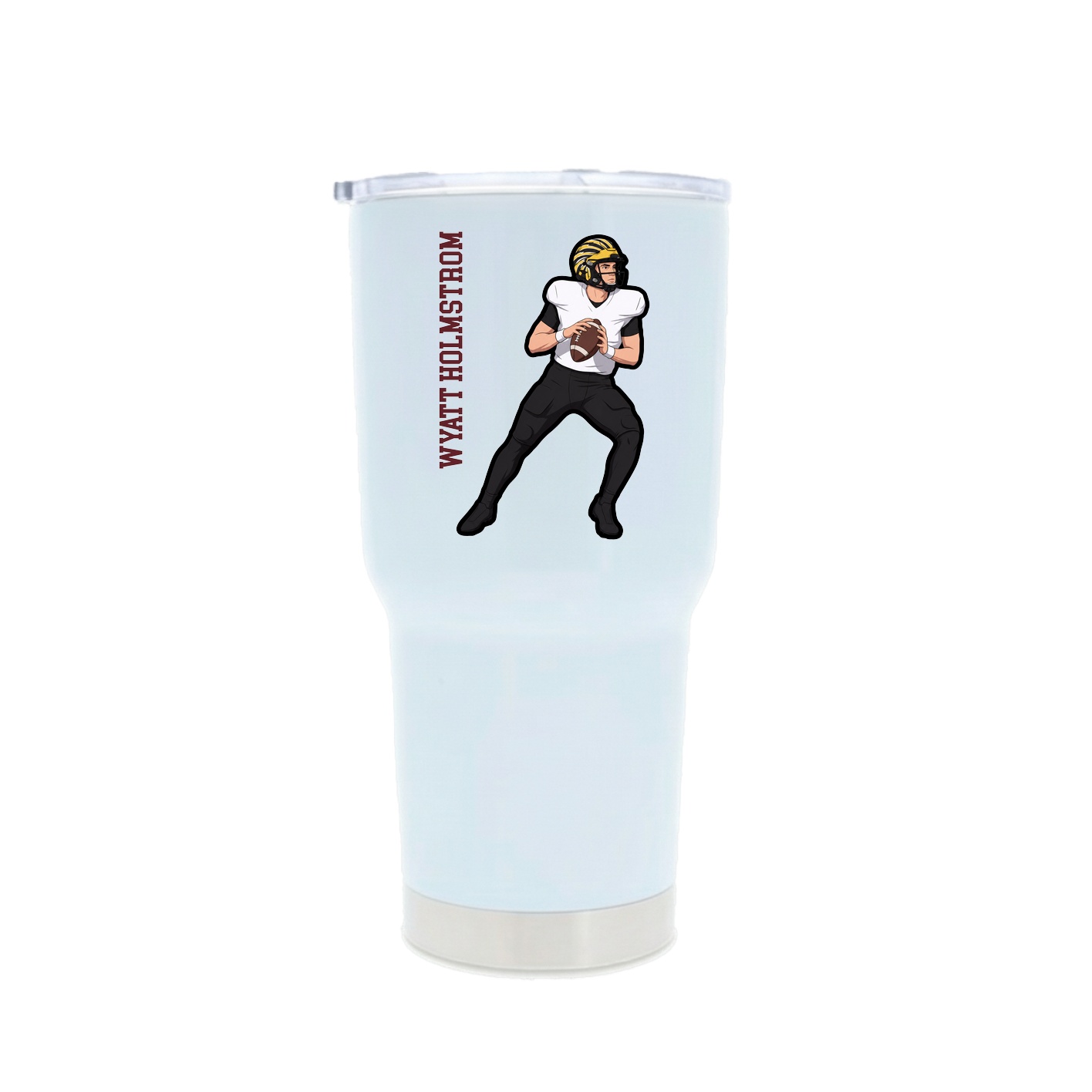 30oz Stainless Steel Tumbler — Name Vertical in White
