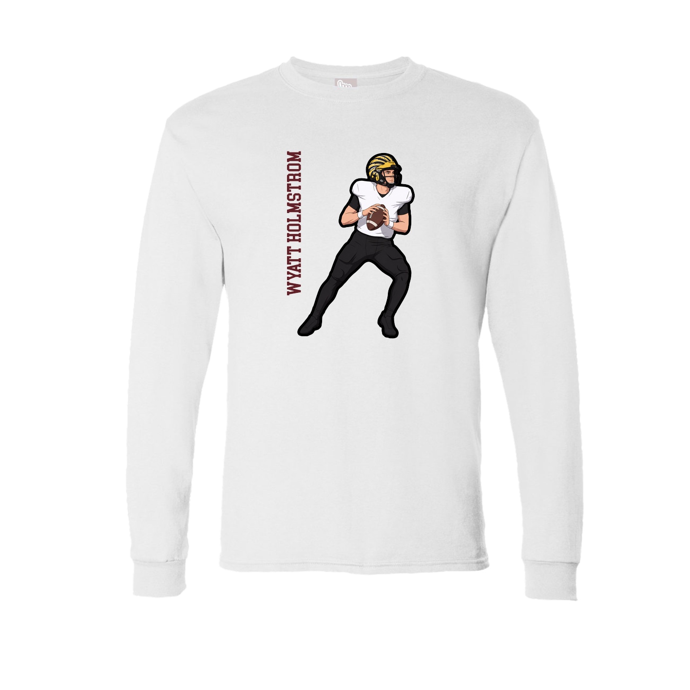 Long Sleeve Tee — Name Vertical in White