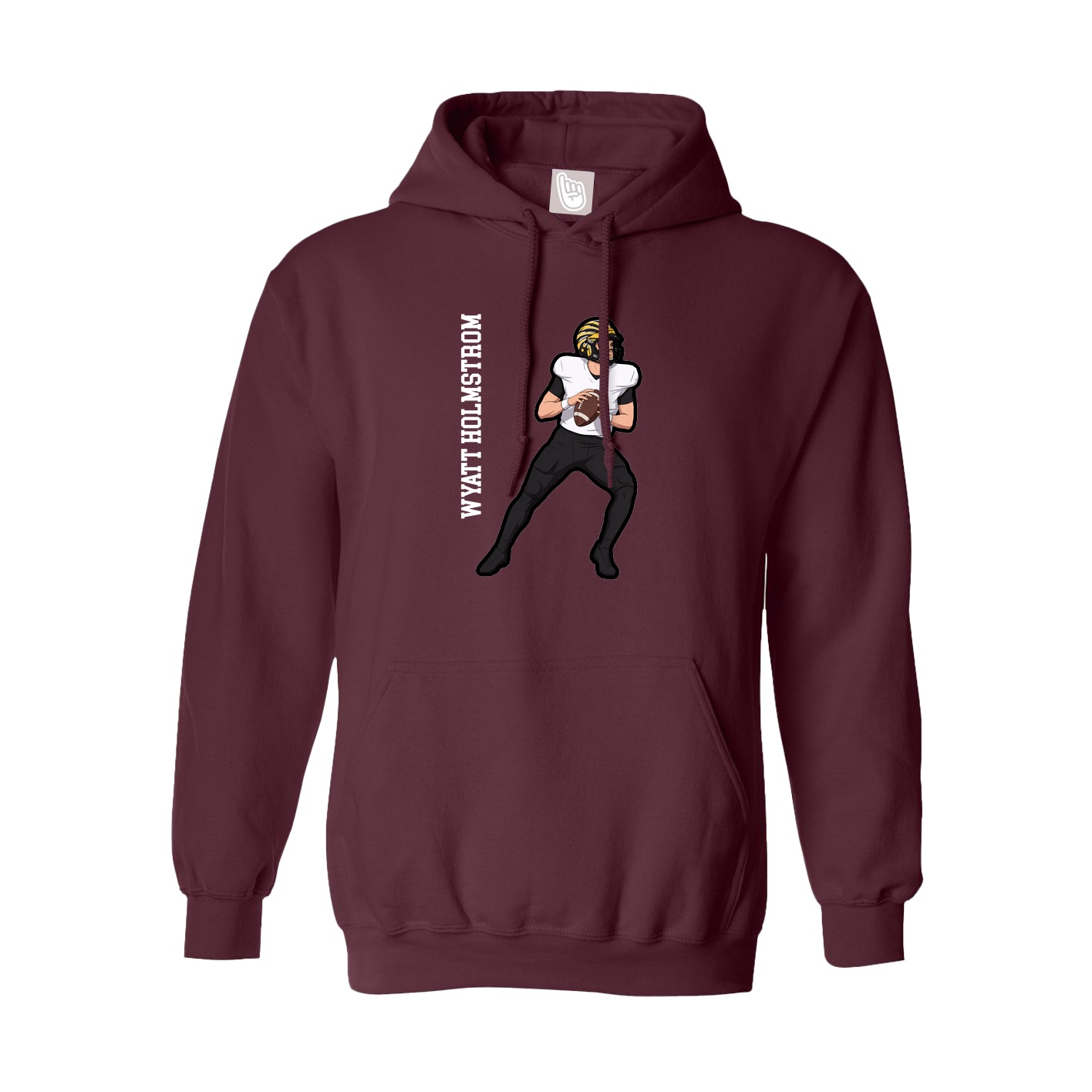 Youth Hoodie — Name Vertical in Maroon