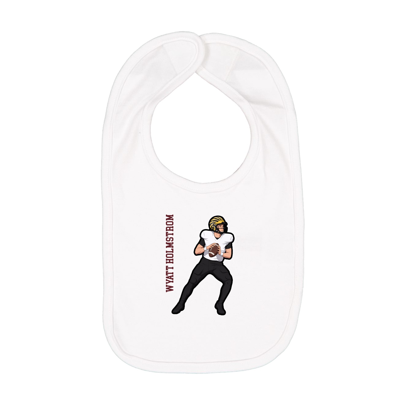 Infant Bib — Name Vertical in White