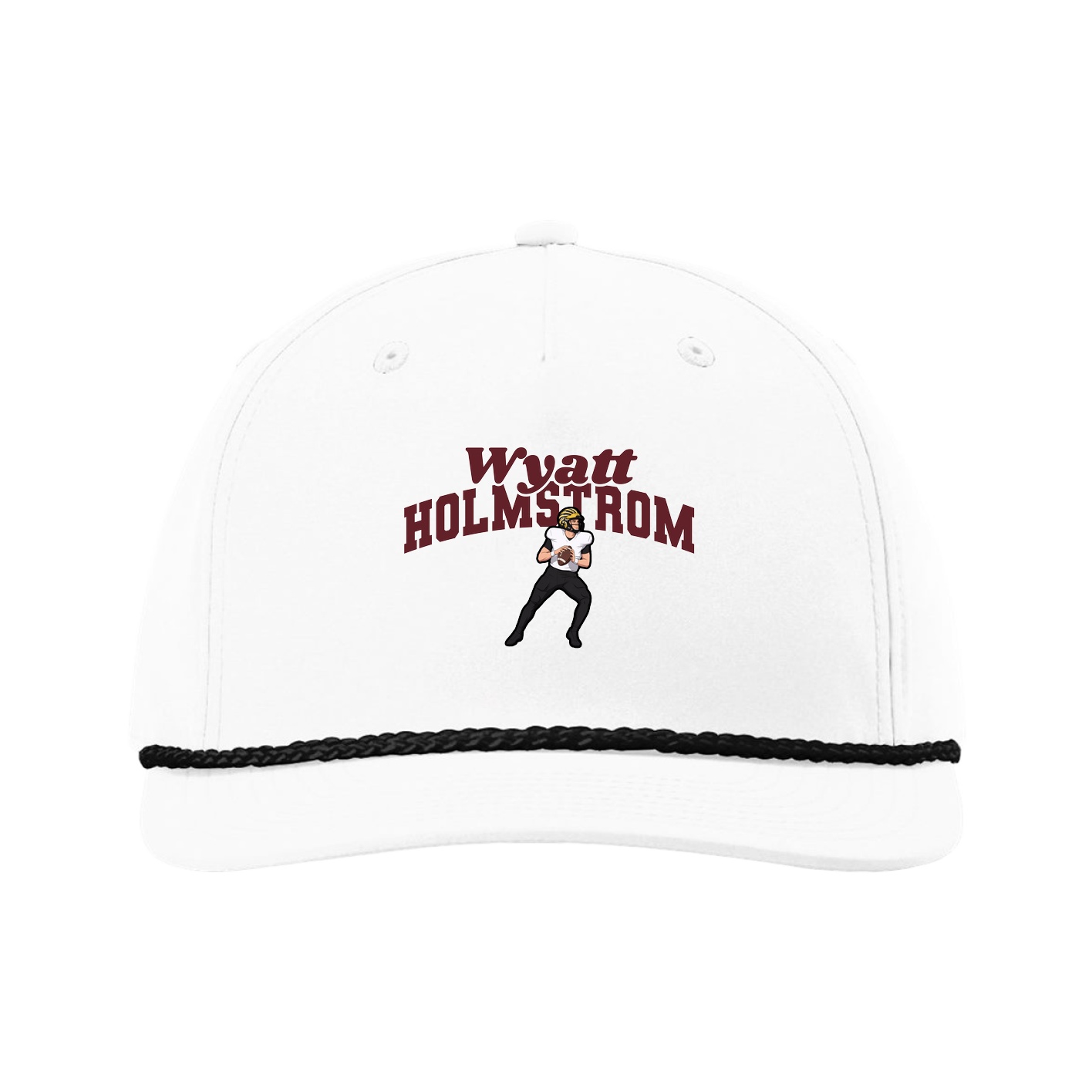 Five-Panel Classic Rope Cap — Signature Arch in White