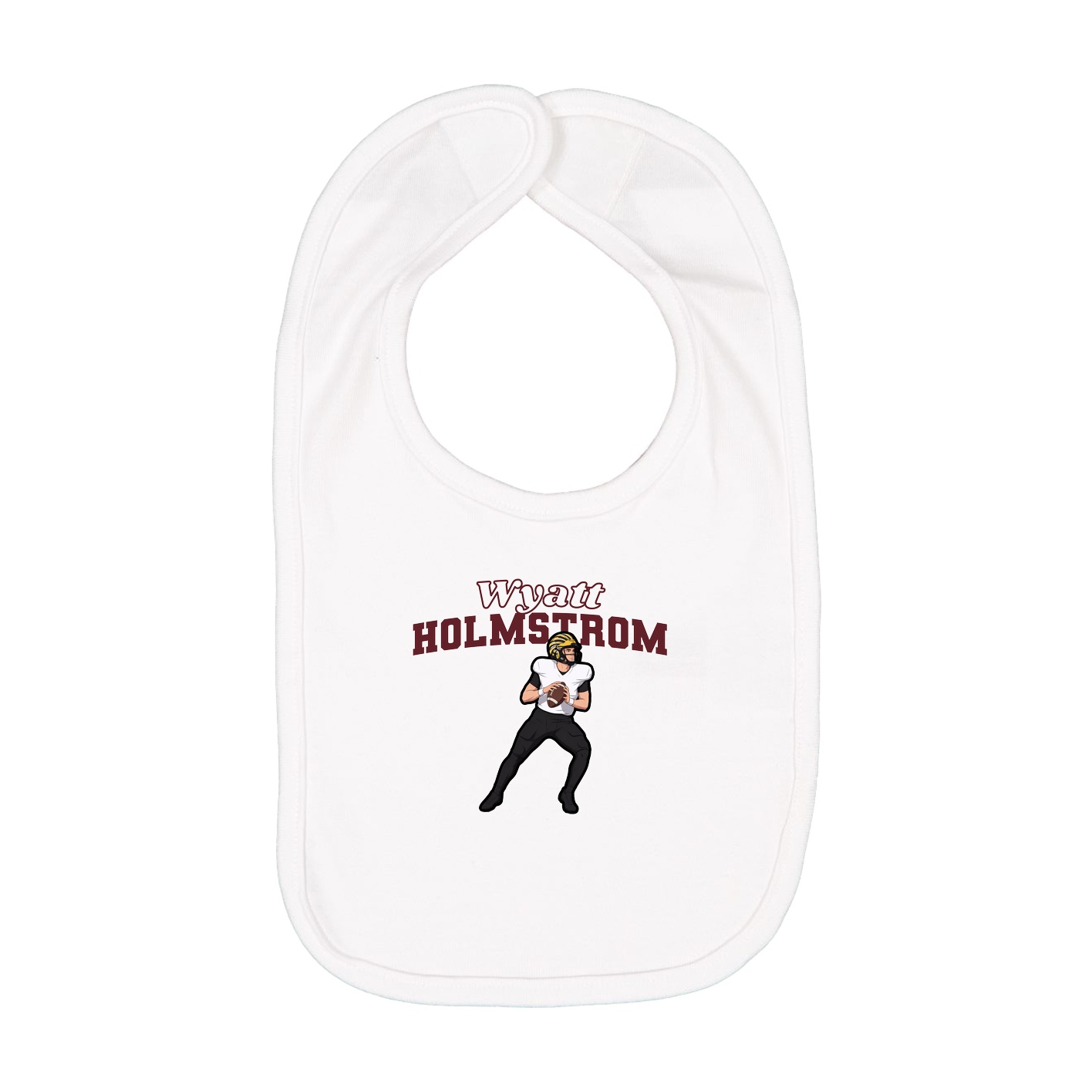 Infant Bib — Name Arch in White