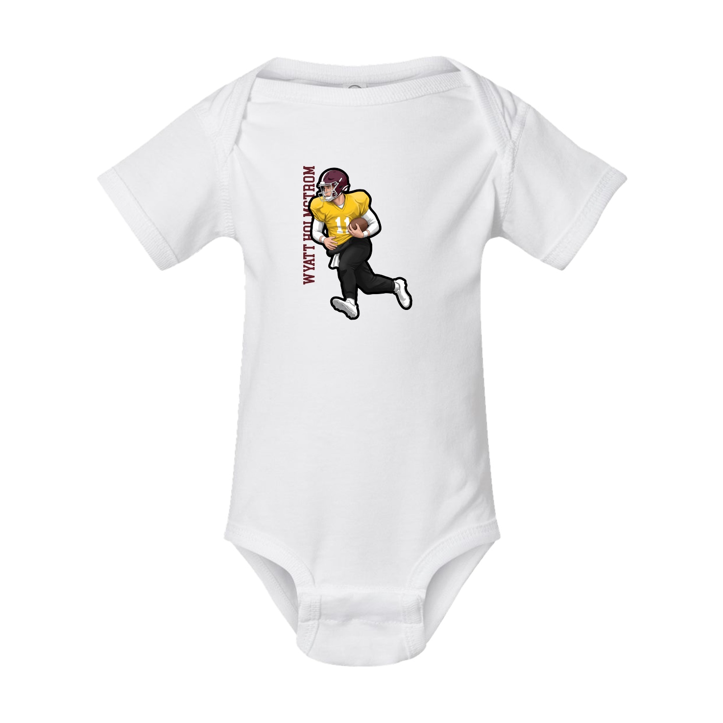 Baby Onesie — Name Vertical in White