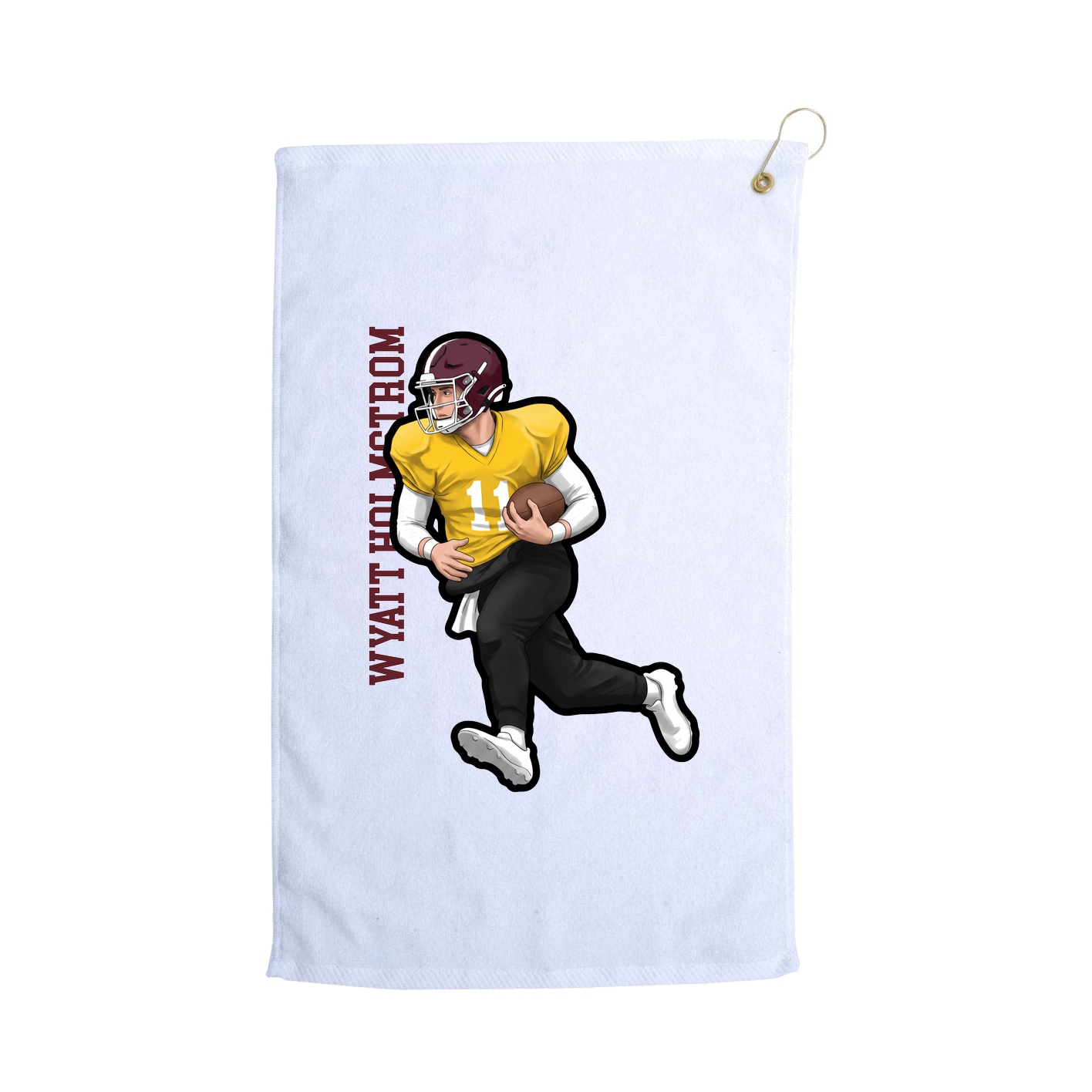 Golf Towel — Name Vertical in White
