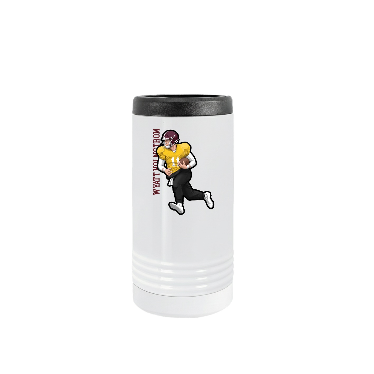 Slim Beverage Holder — Name Vertical in White