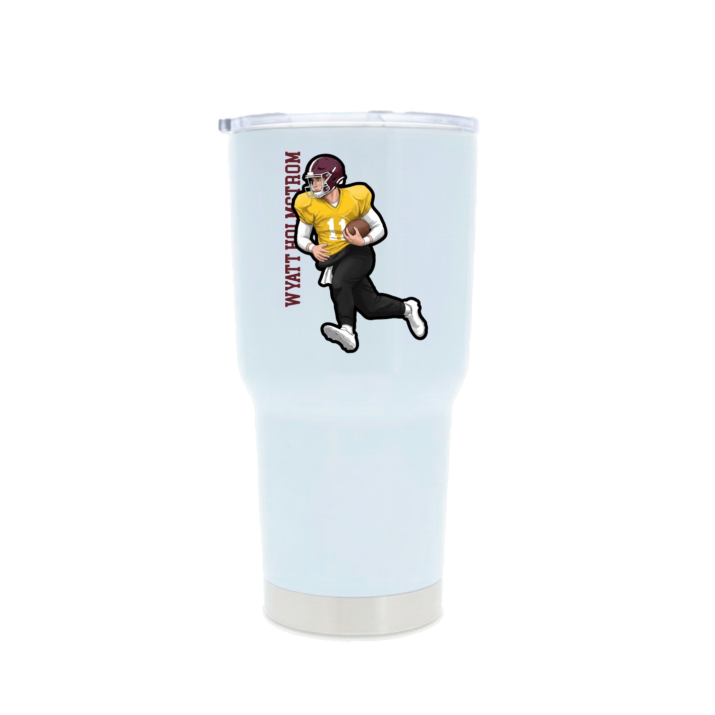 30oz Stainless Steel Tumbler — Name Vertical in White