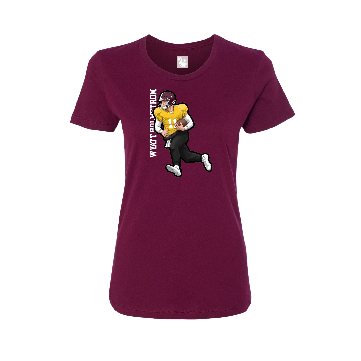 Womens Tee — Name Vertical in Maroon
