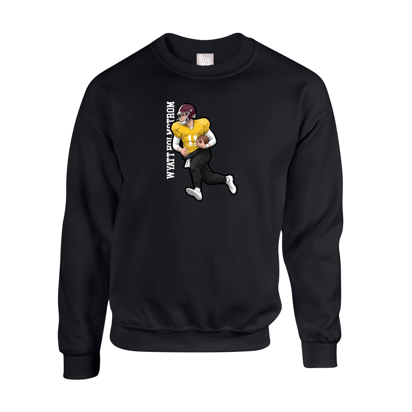 Fleece Crew — Name Vertical in Black