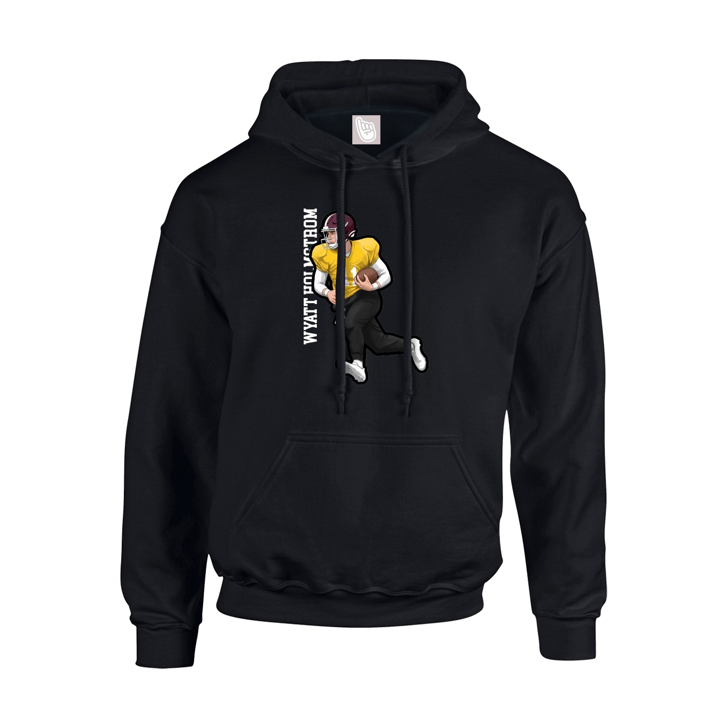 Youth Hoodie — Name Vertical in Black