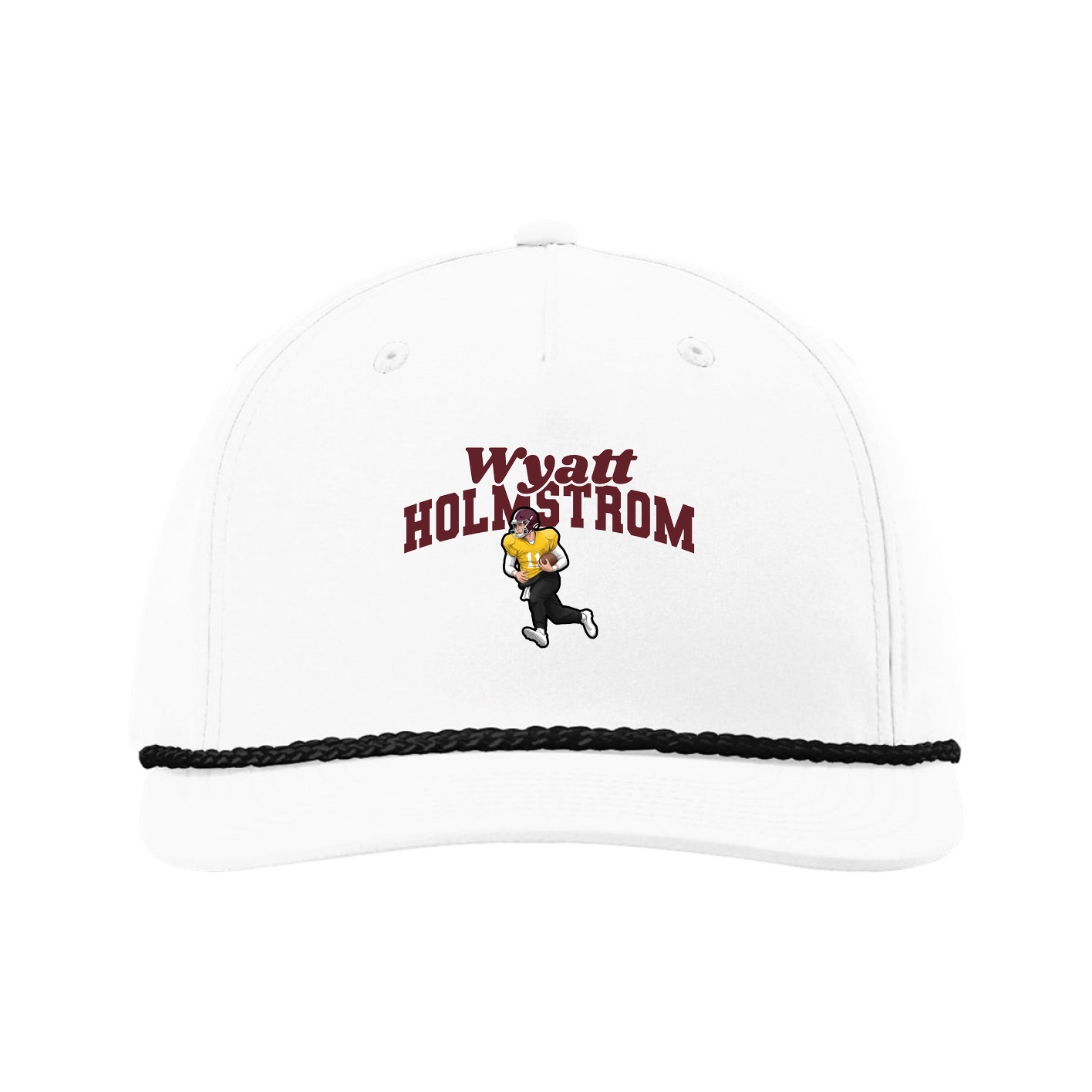 Five-Panel Classic Rope Cap — Signature Arch in White