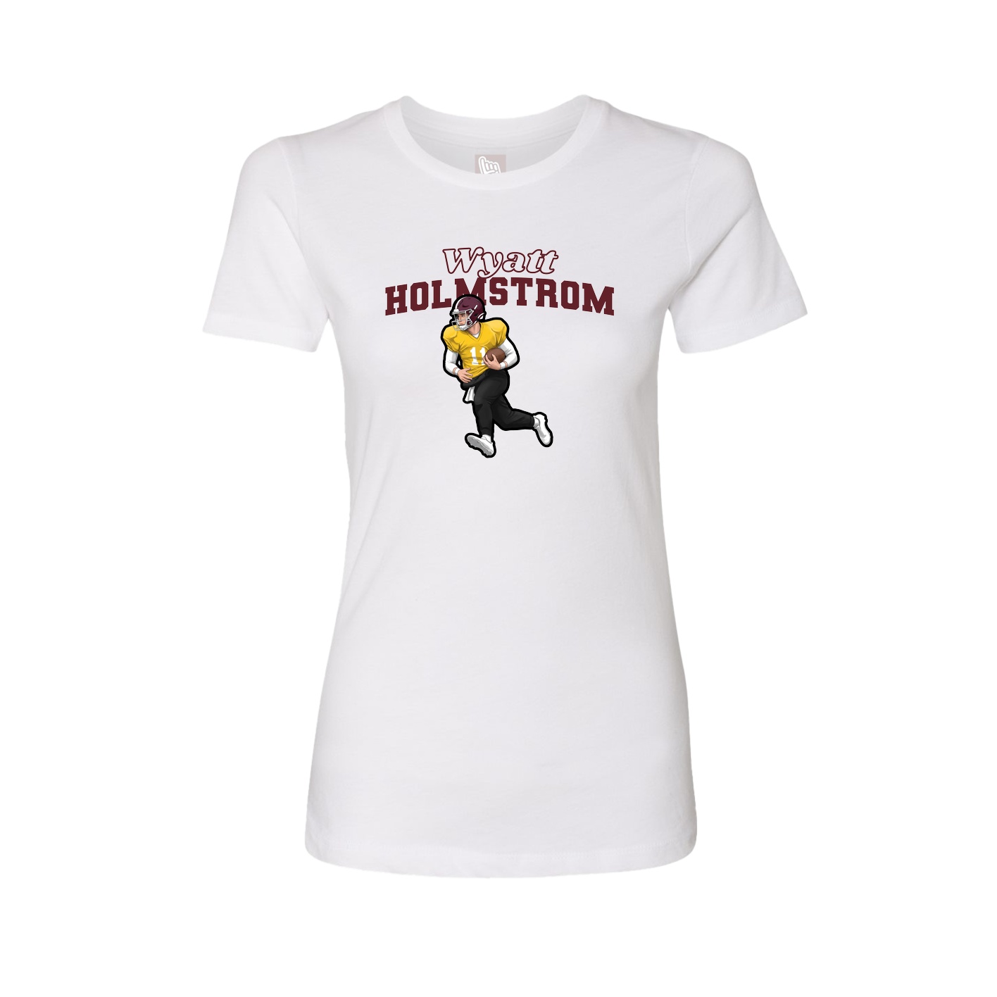 Womens Tee — Name Arch in White