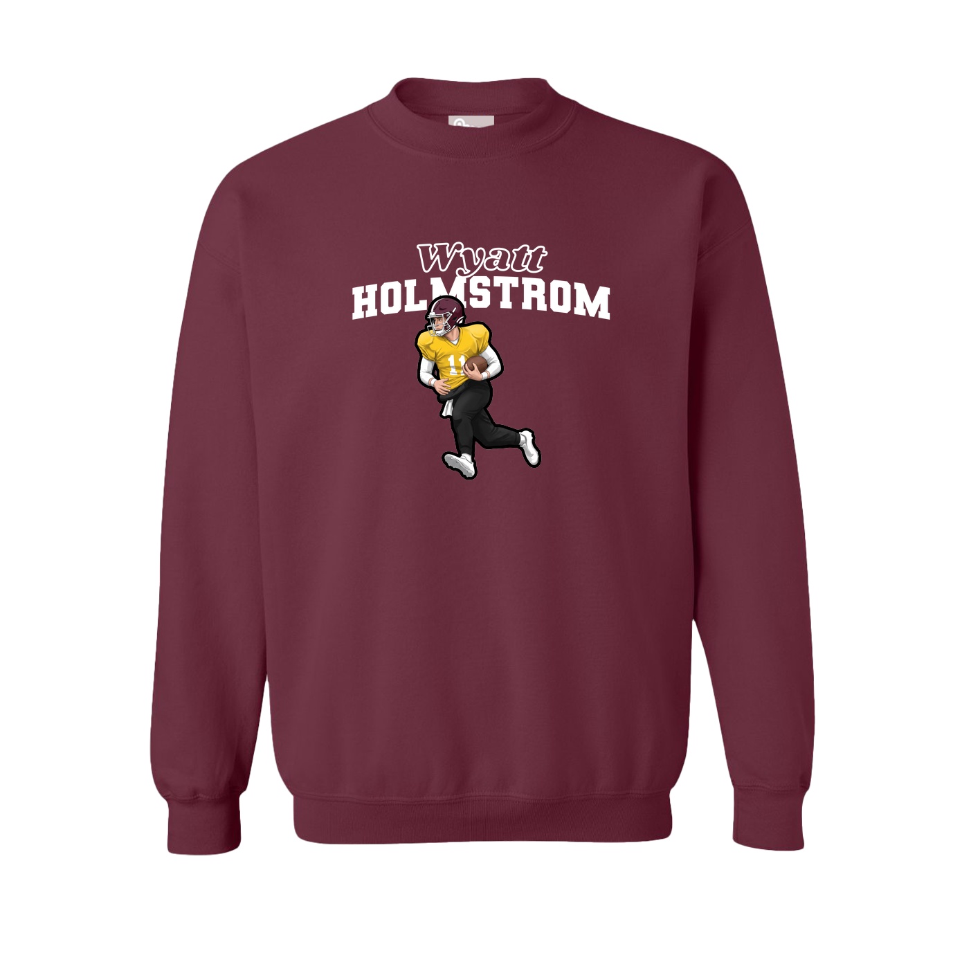 Fleece Crew — Name Arch in Maroon