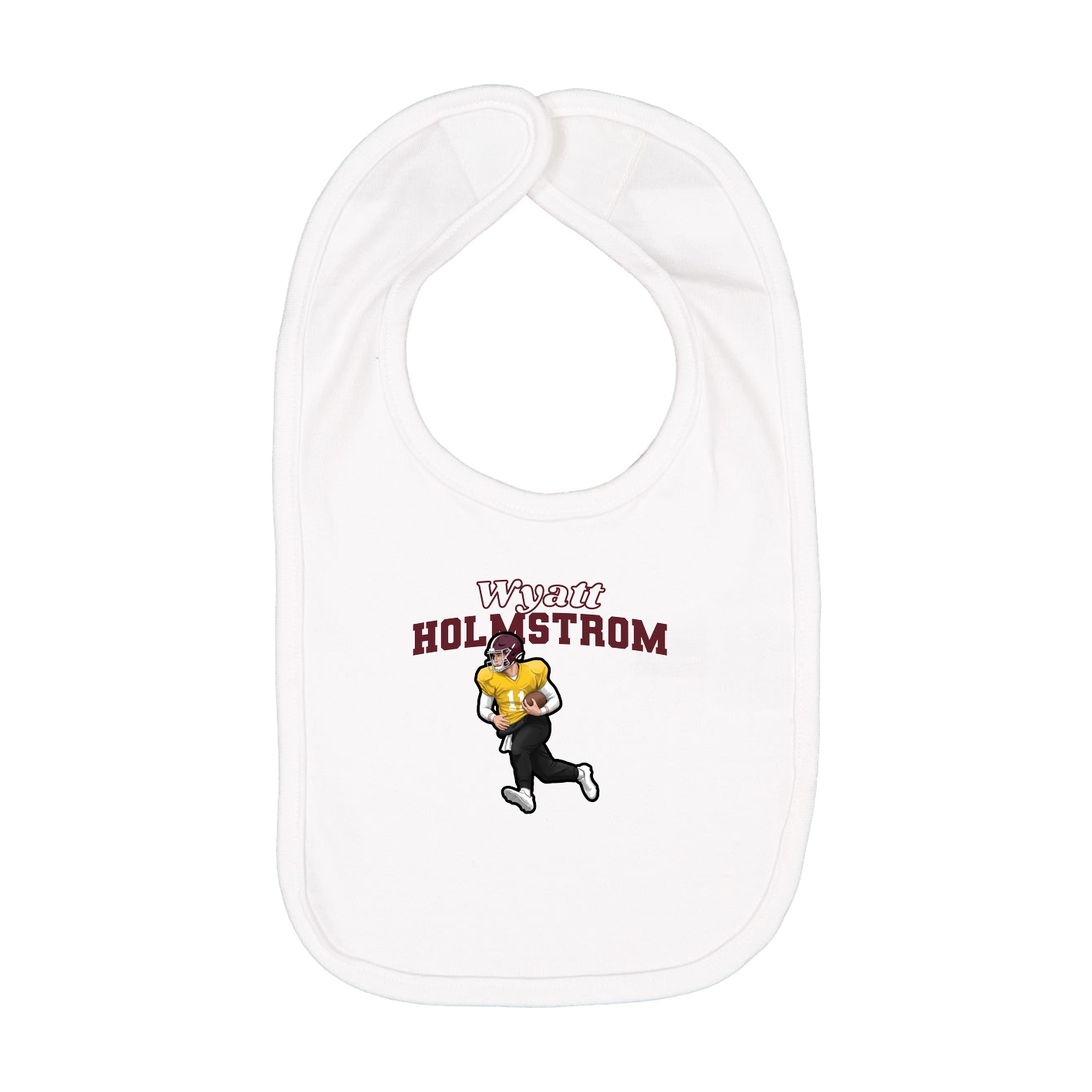 Infant Bib — Name Arch in White
