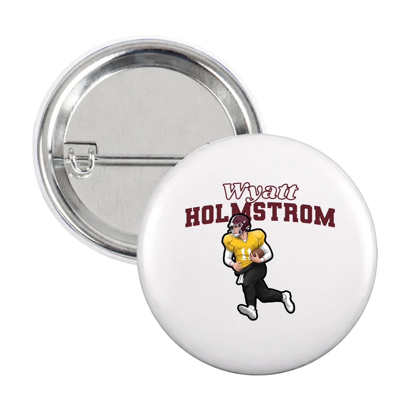 Game Day Button — Name Arch in White