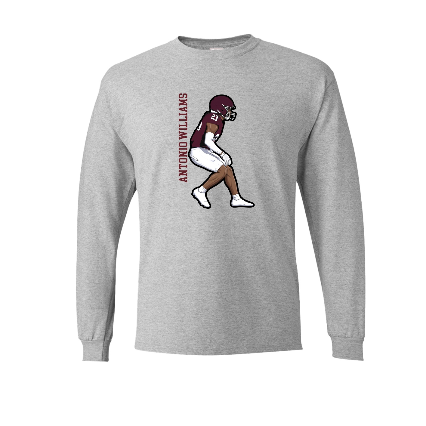 Long Sleeve Tee — Name Vertical in Grey