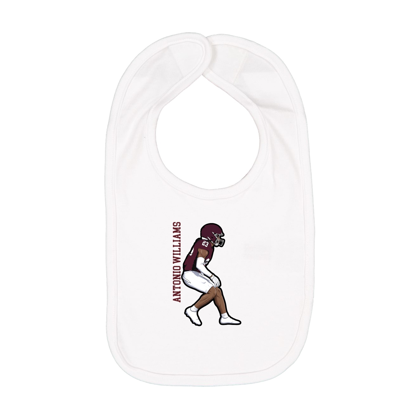 Infant Bib — Name Vertical in White