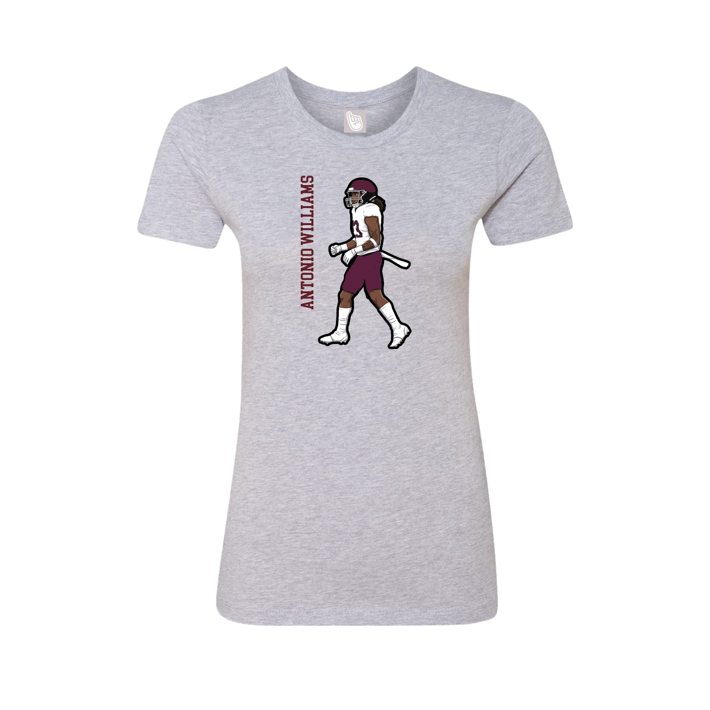 Fitted Women's Tee — Name Vertical in Grey