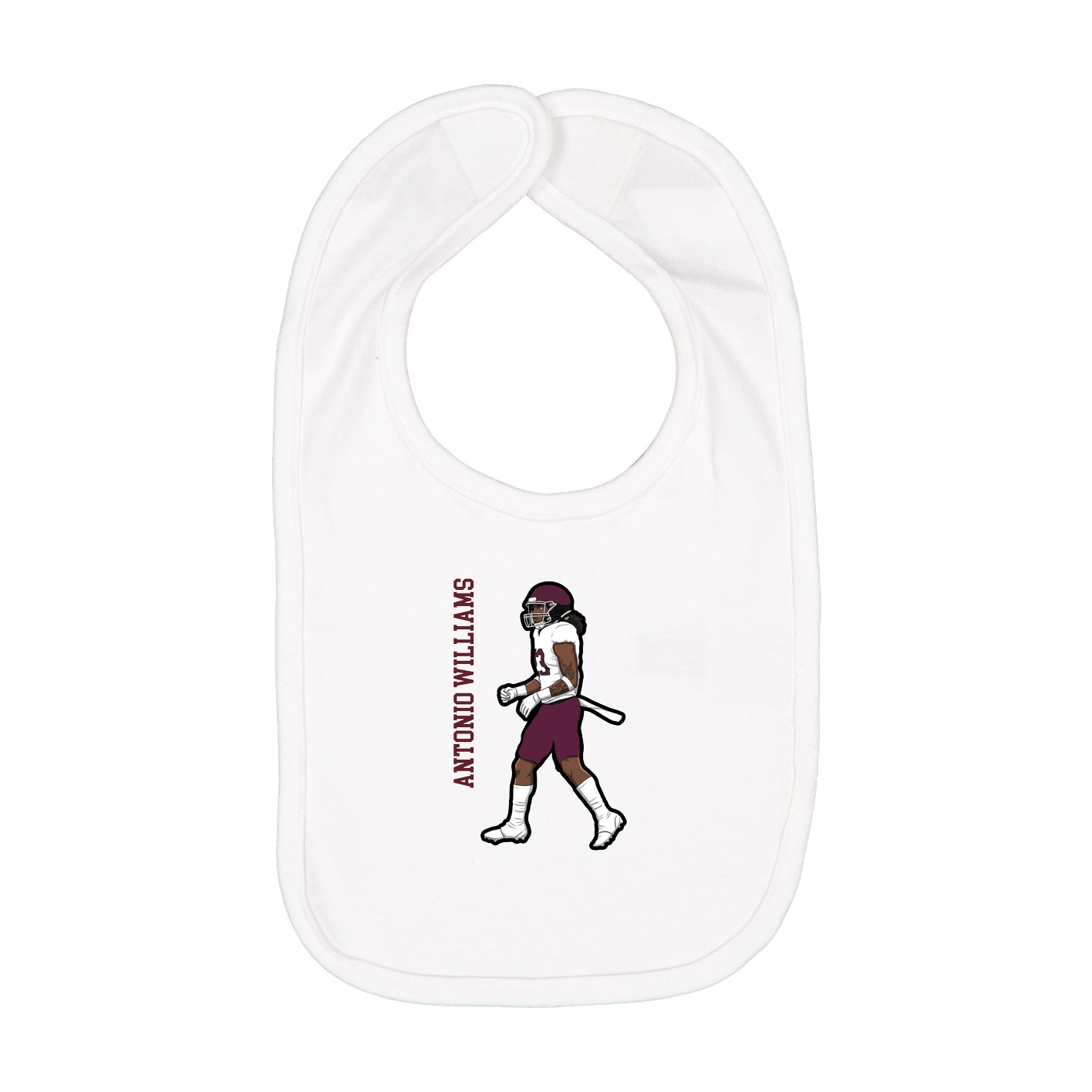 Infant Bib — Name Vertical in White