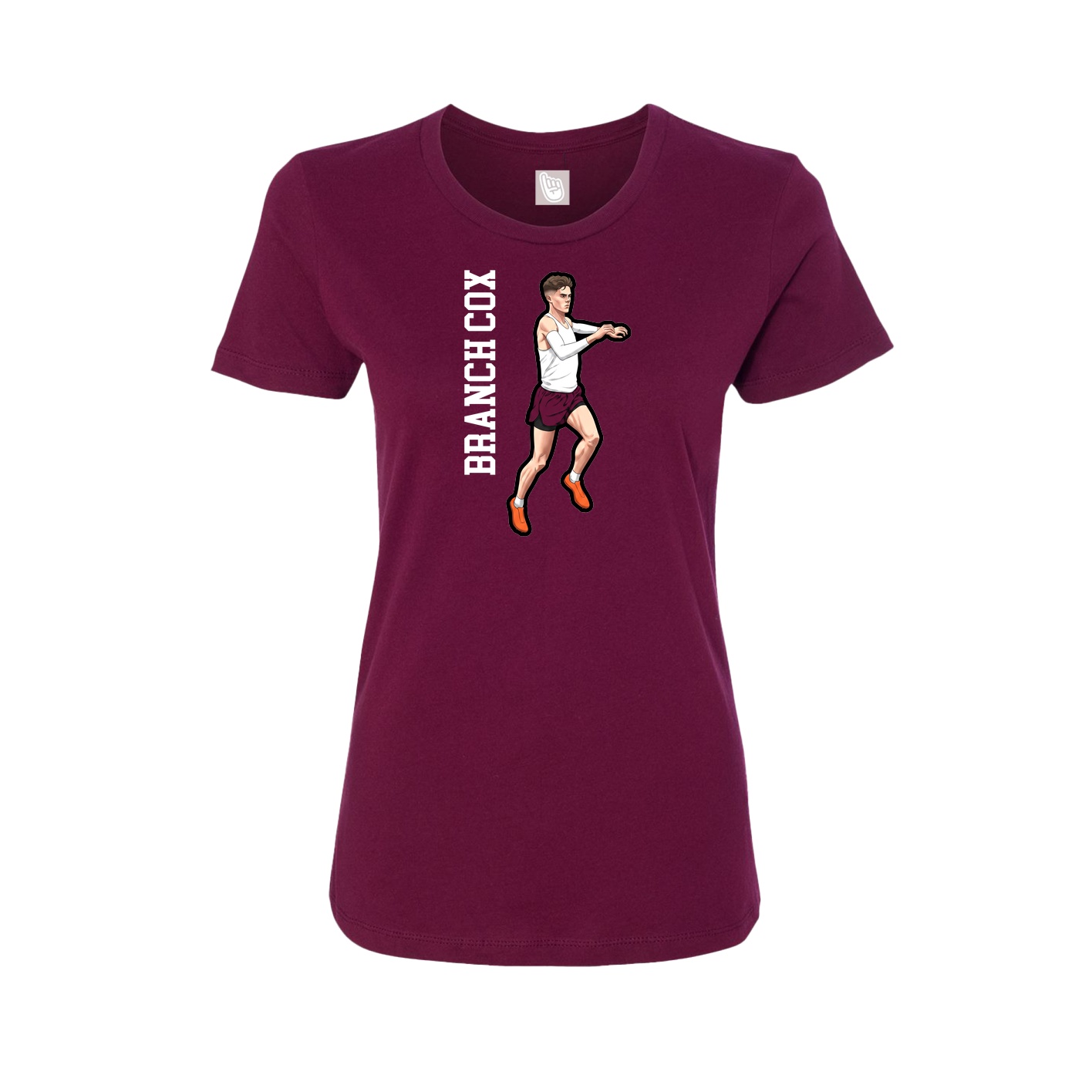 Womens Tee — Name Vertical in Maroon