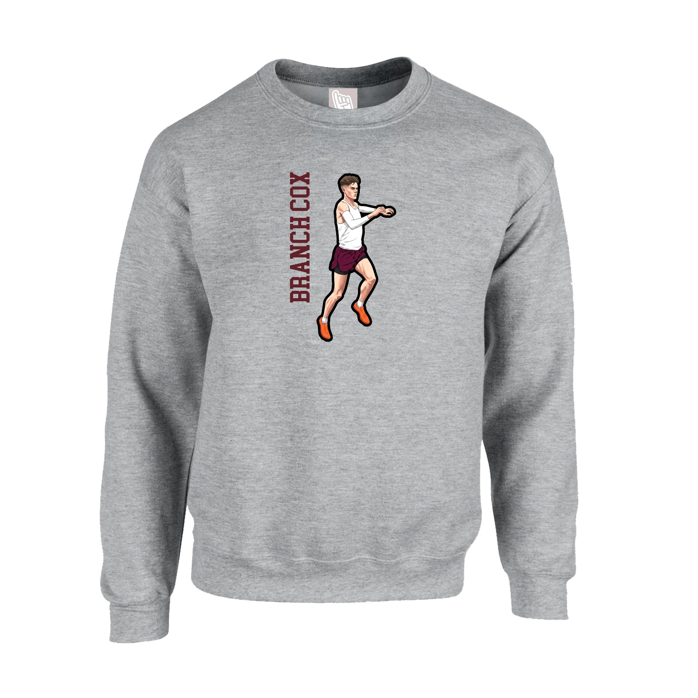 Fleece Crew — Name Vertical in Grey