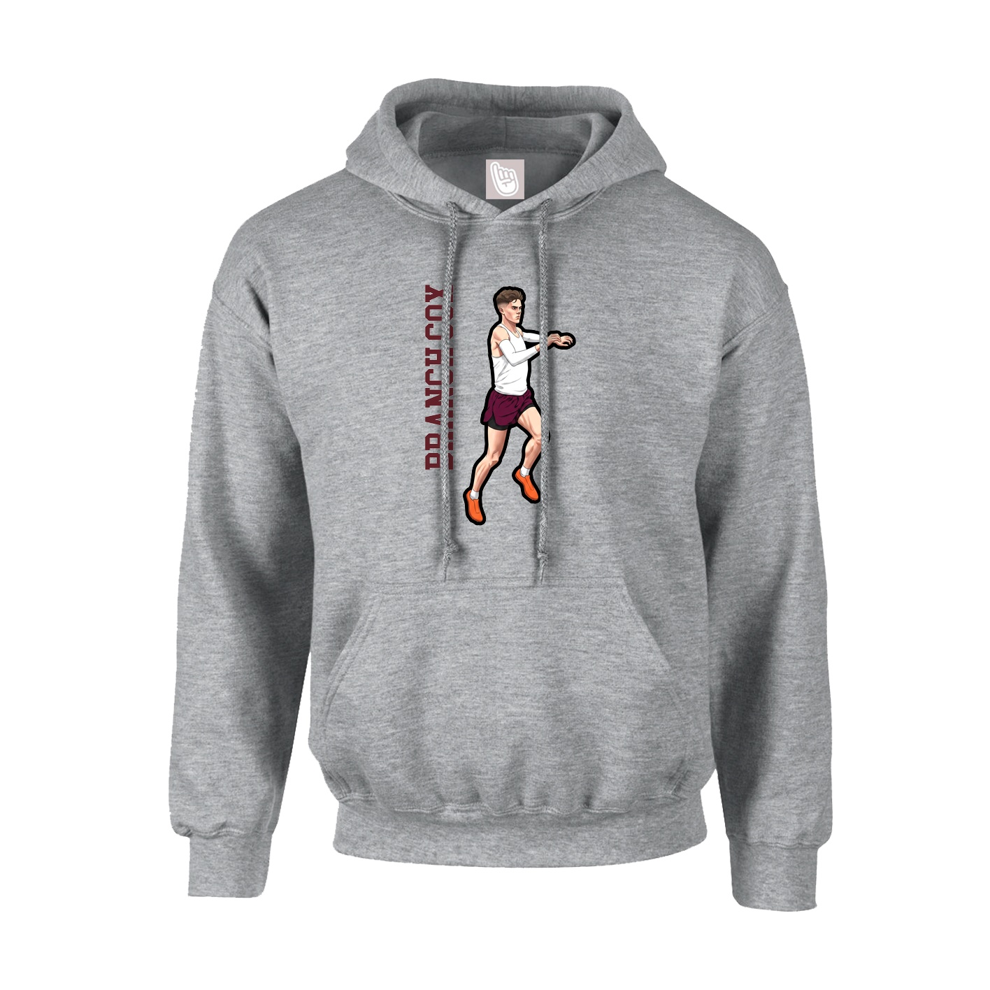 Youth Hoodie — Name Vertical in Grey