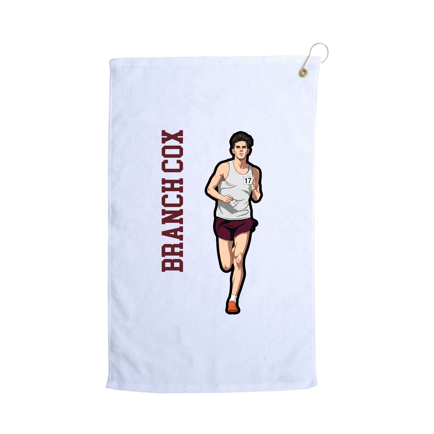 Golf Towel — Name Vertical in White