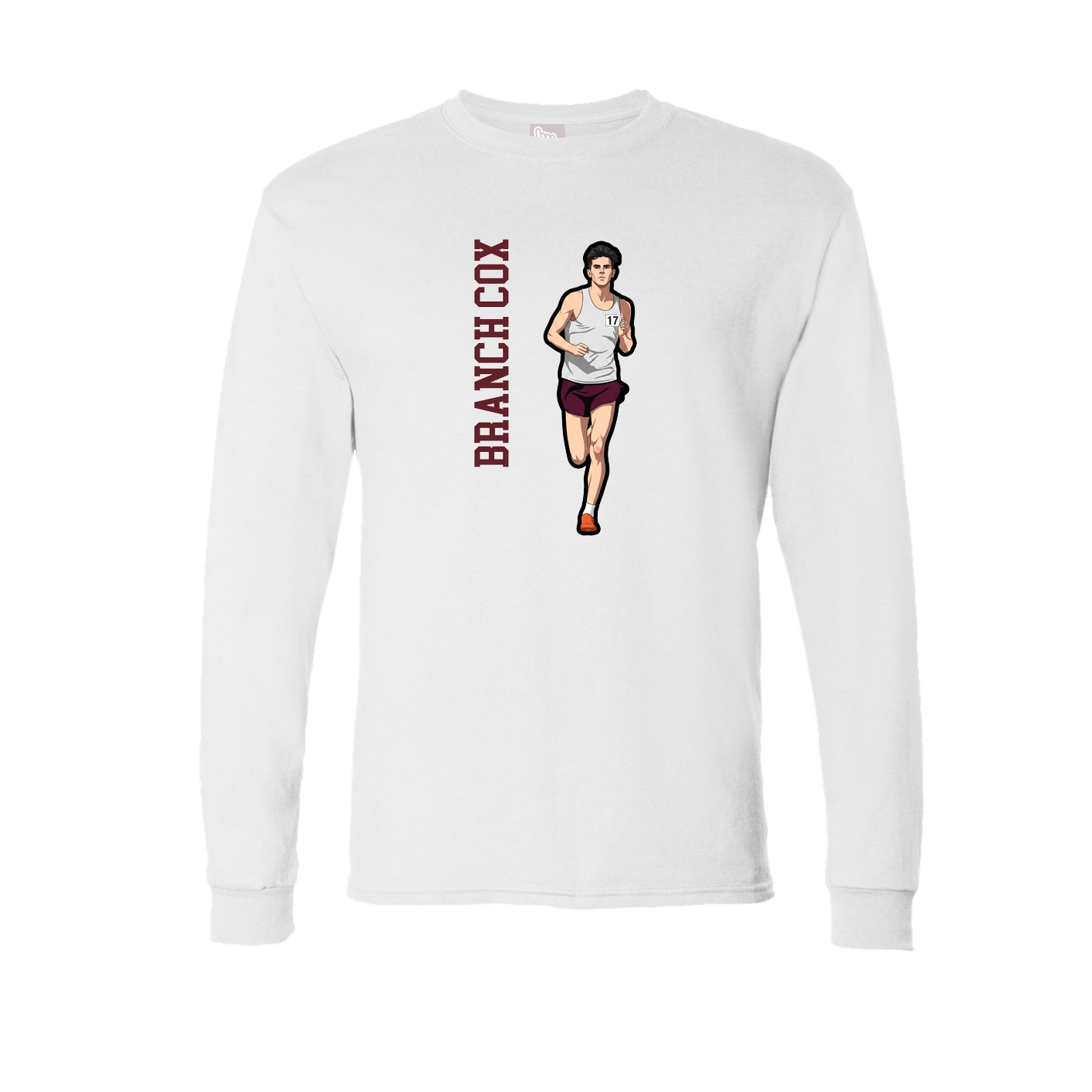 Long Sleeve Tee — Name Vertical in White