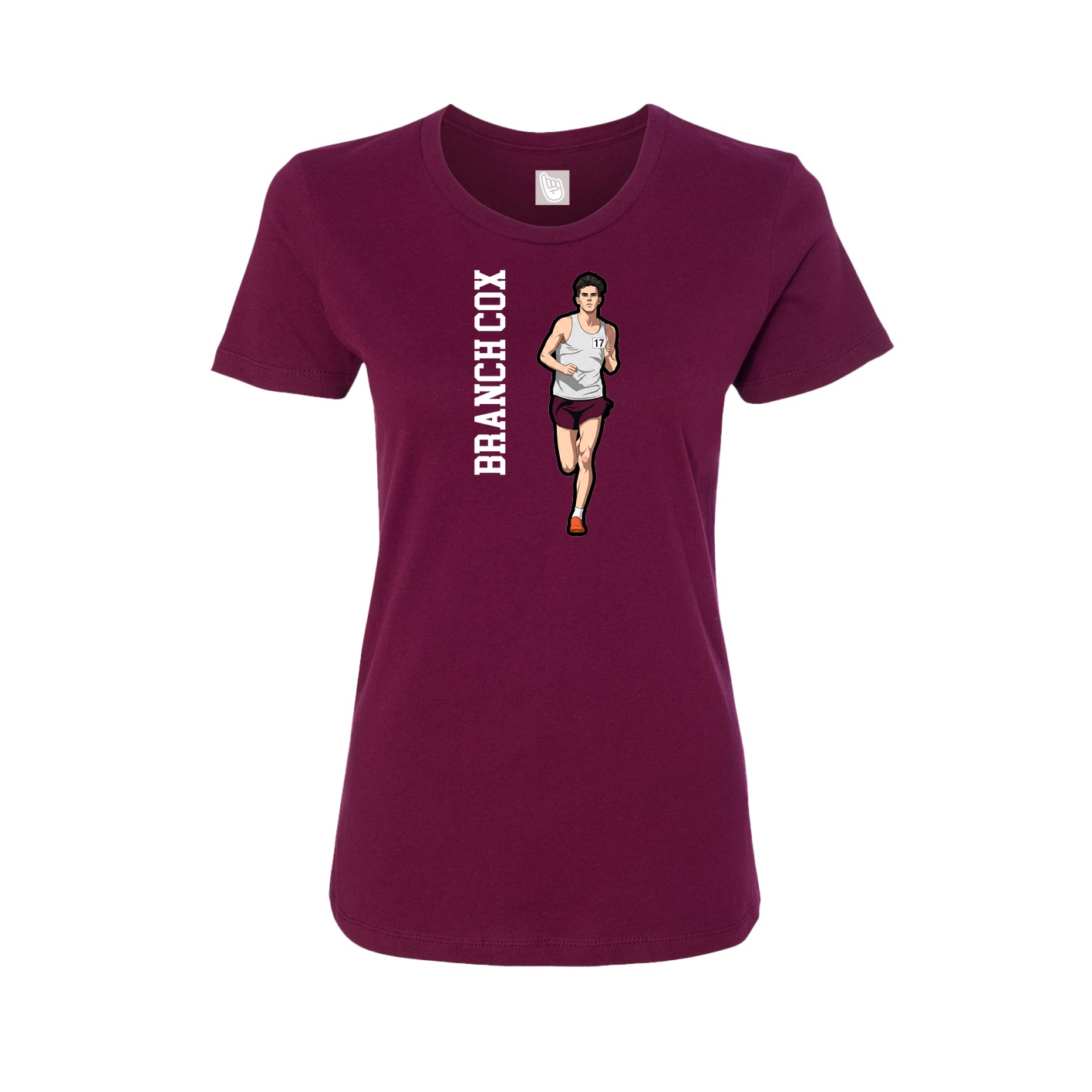 Womens Tee — Name Vertical in Maroon