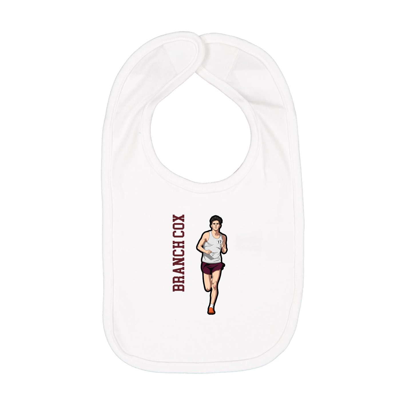 Infant Bib — Name Vertical in White