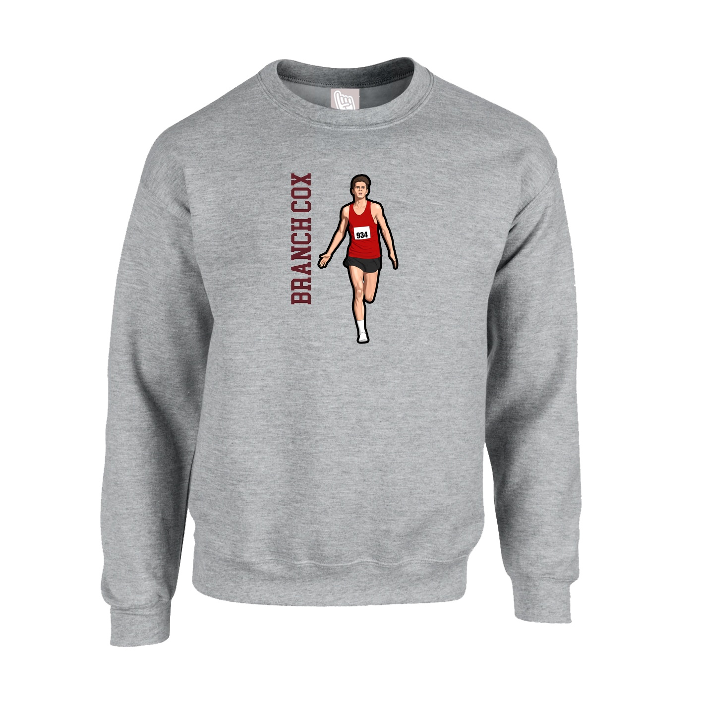 Fleece Crew — Name Vertical in Grey