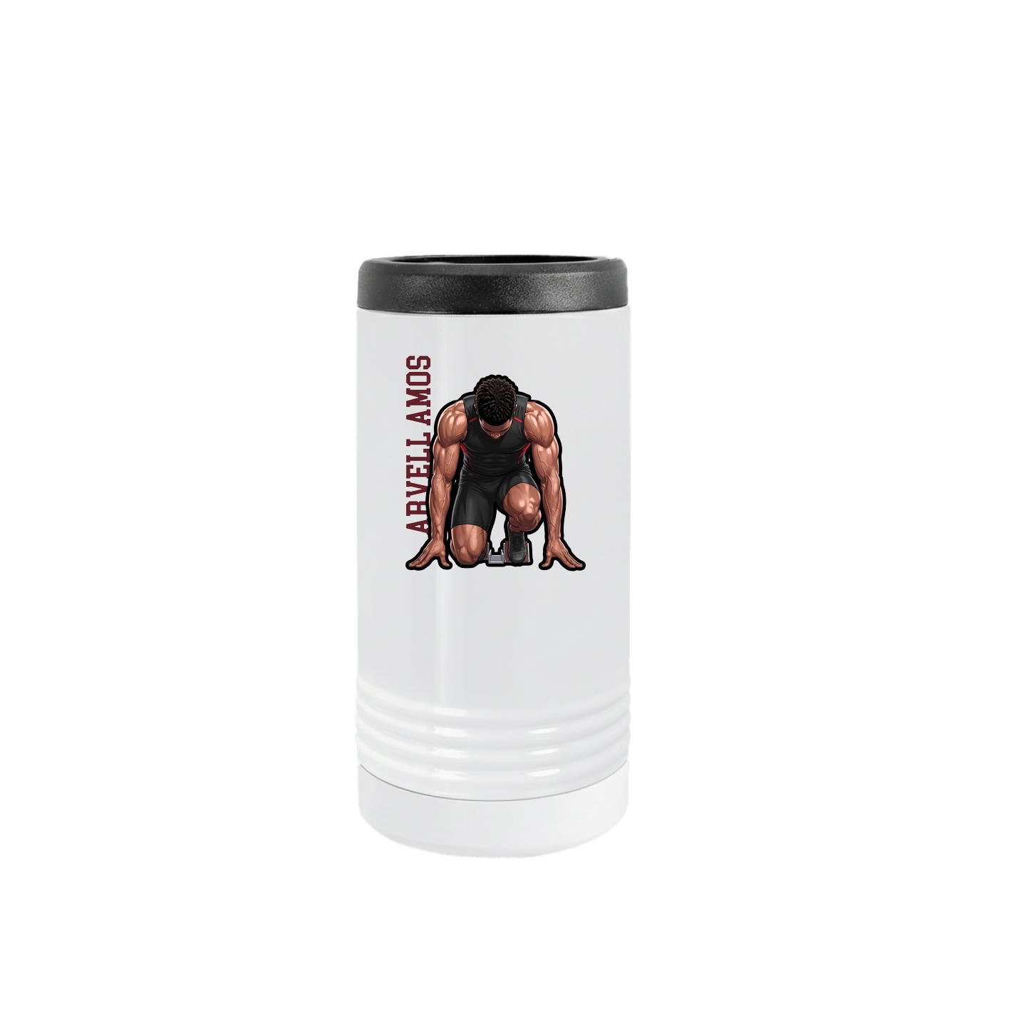 Slim Beverage Holder — Name Vertical in White