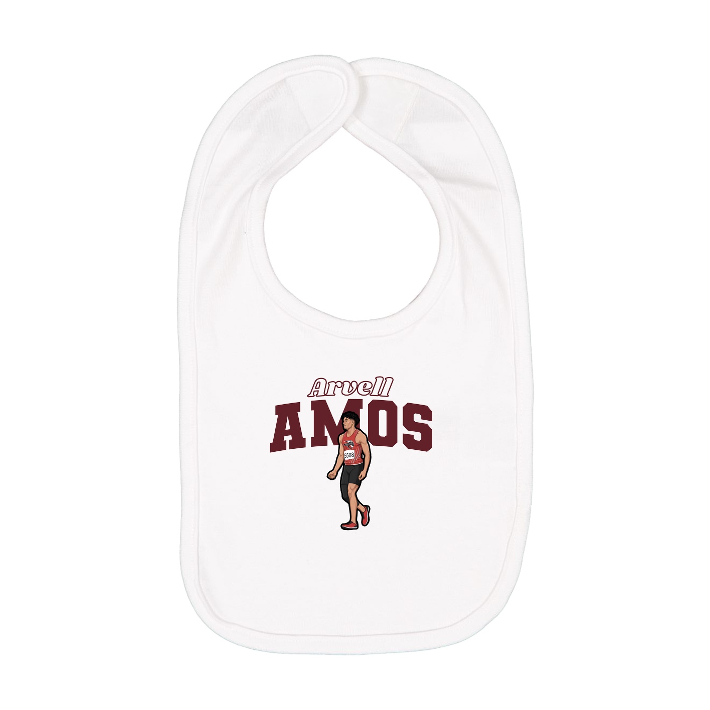 Infant Bib — Name Arch in White