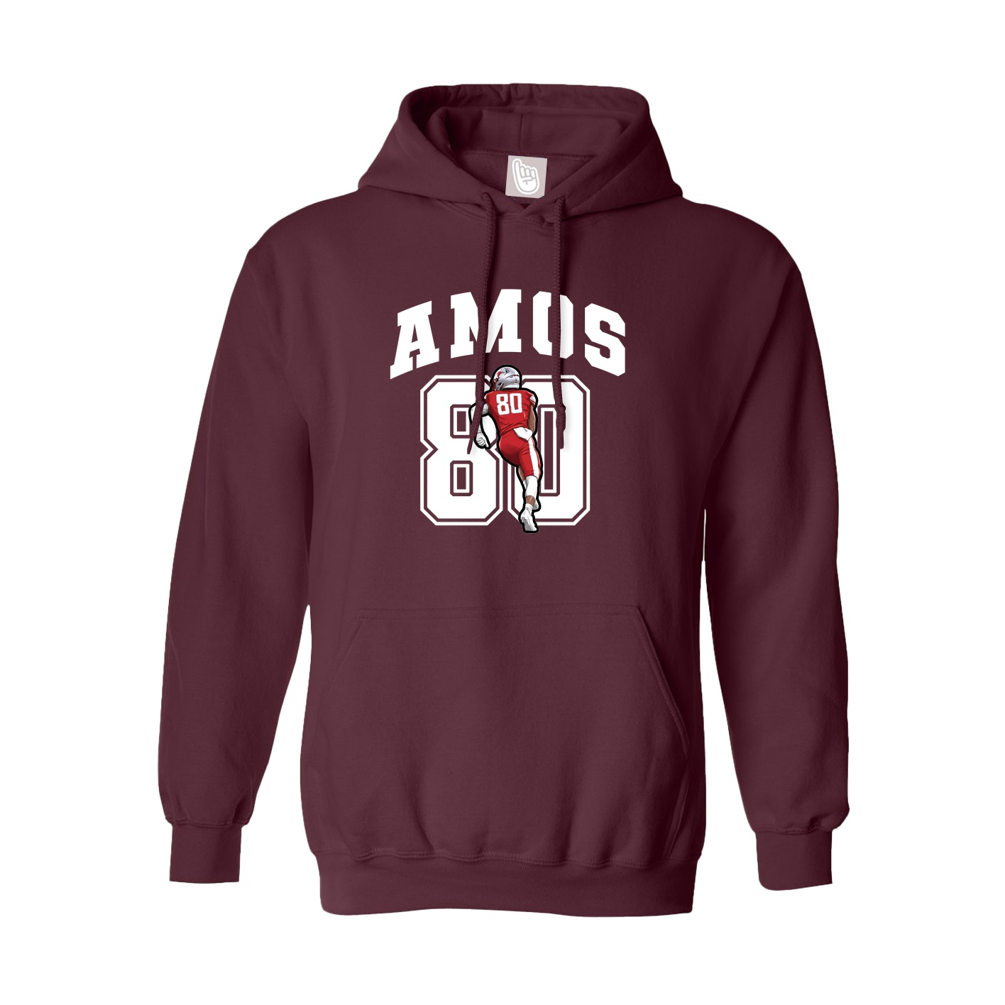 Youth Hoodie — Number in Maroon