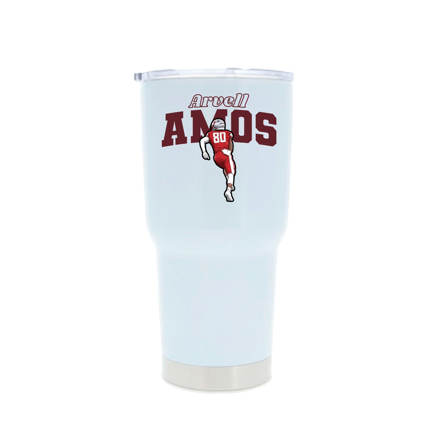30oz Stainless Steel Tumbler — Name Arch in White