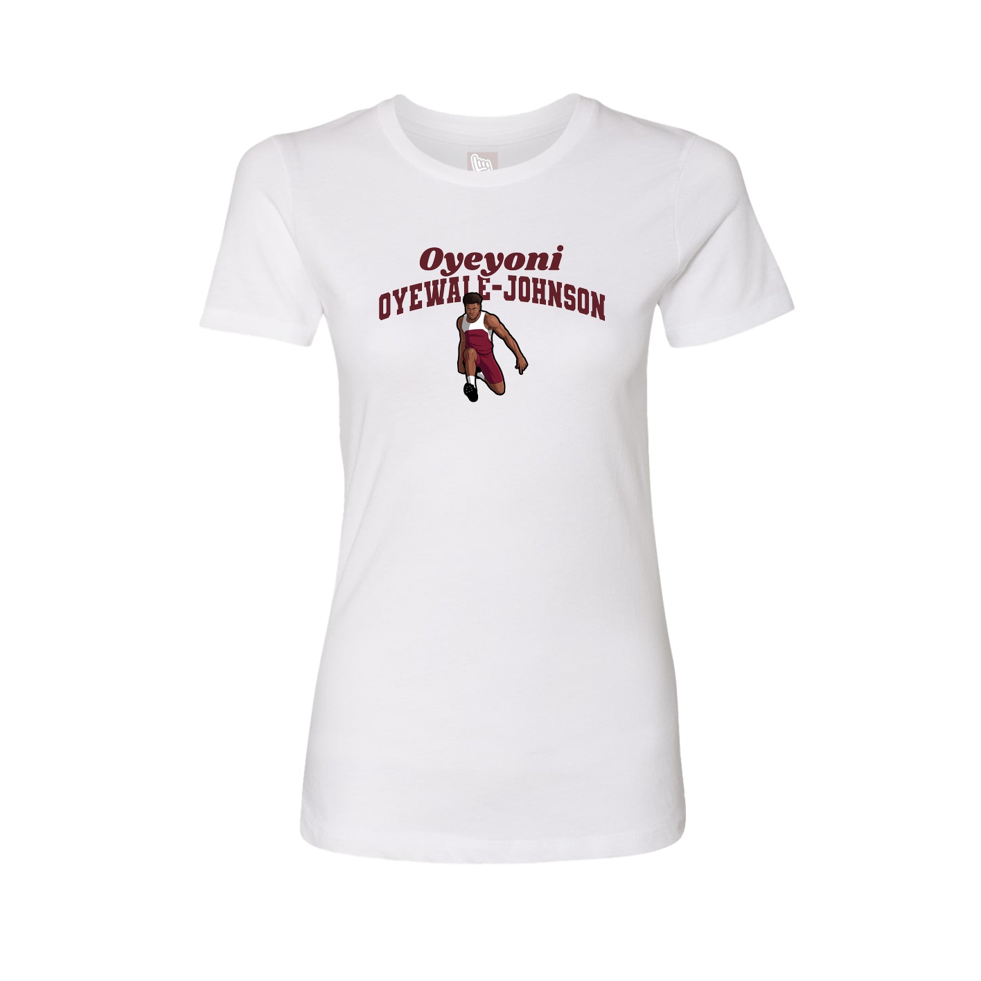 Fitted Women's Tee — Signature Arch in White
