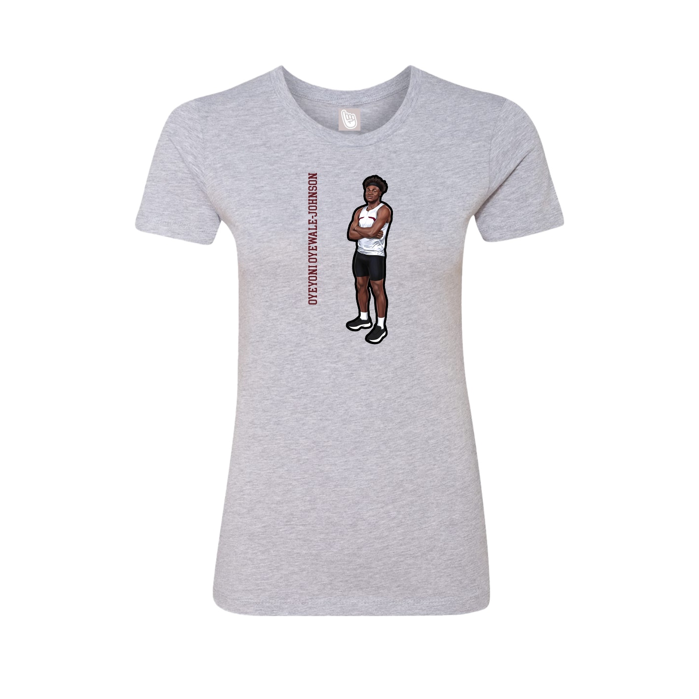 Fitted Women's Tee — Name Vertical in Grey