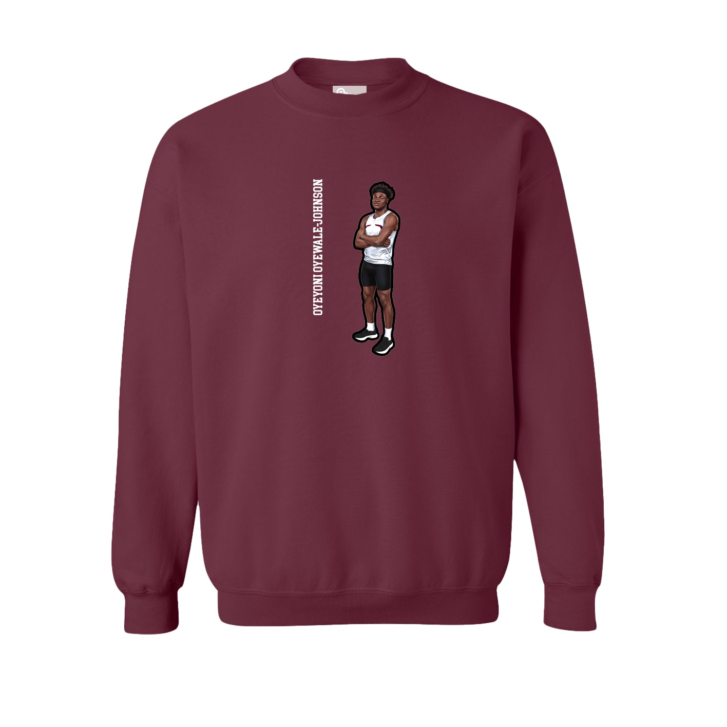 Fleece Crew — Name Vertical in Maroon