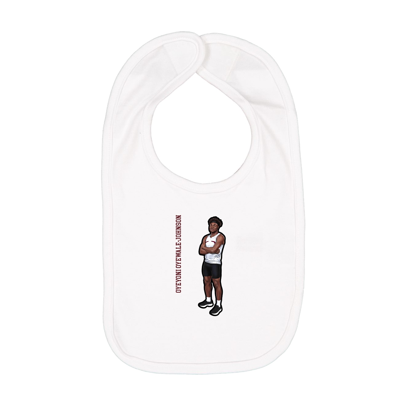 Infant Bib — Name Vertical in White