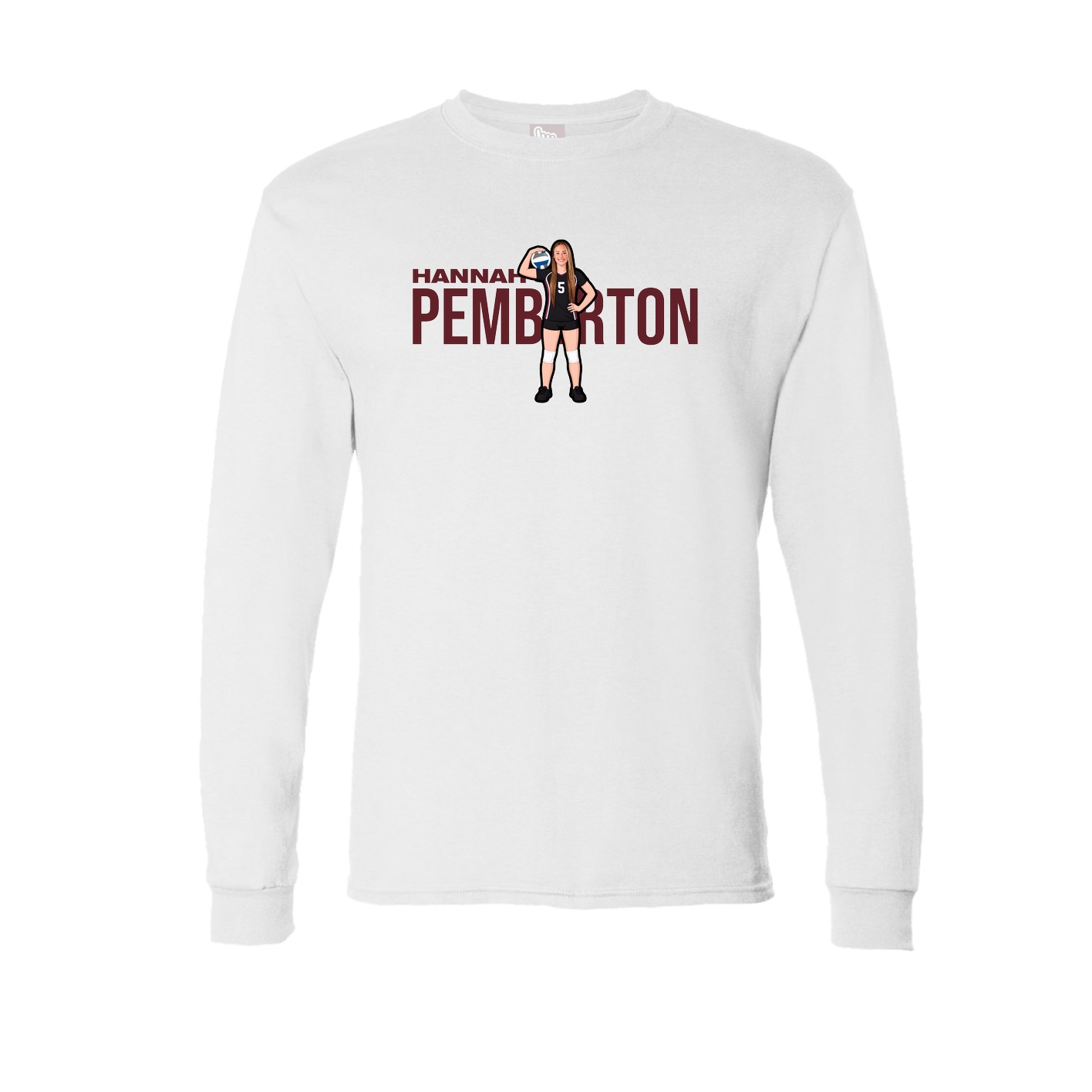 Long Sleeve Tee — Player Name in White
