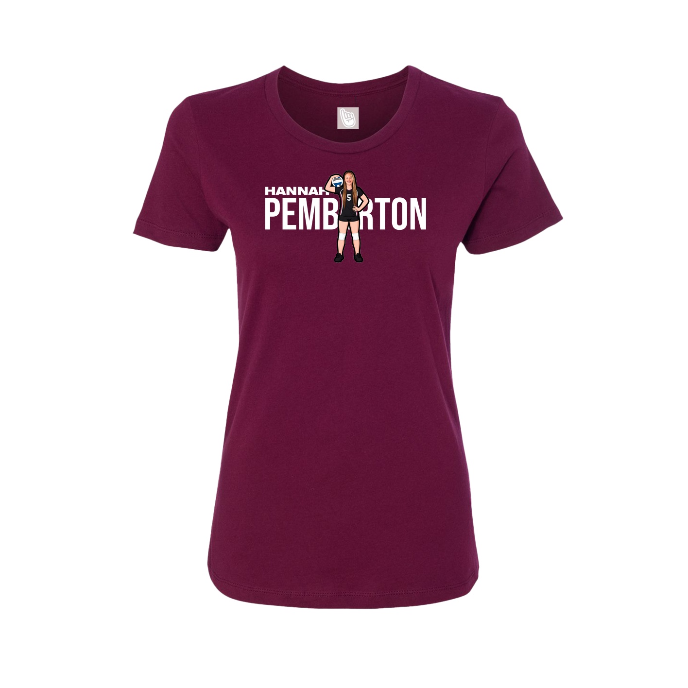 Womens Tee — Player Name in Maroon